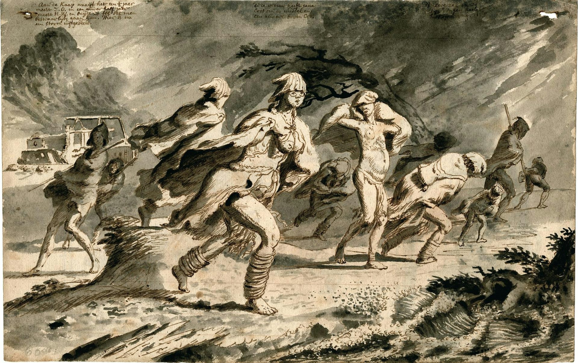 Khoikhoi in a Storm by unknown artist, (1700 - 1730)