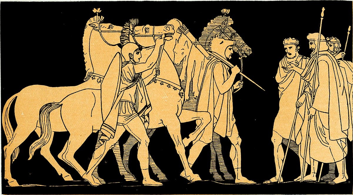 Diomed and Ulysses returning with the spoils of Rhesus
