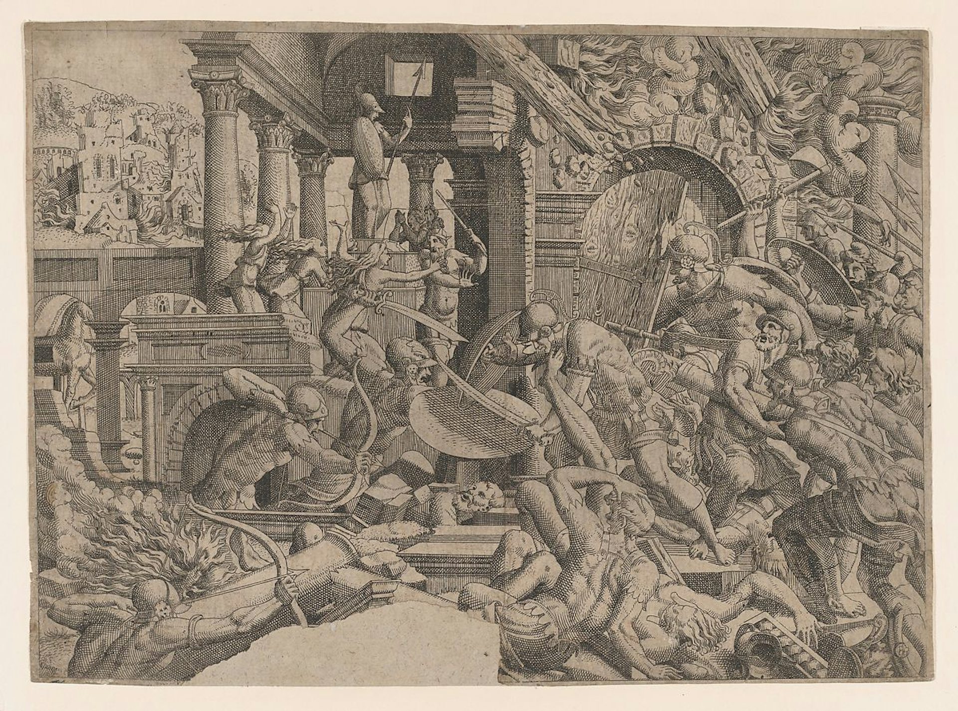 Battle in Palace of Priam - Jean Mignon 1535-55