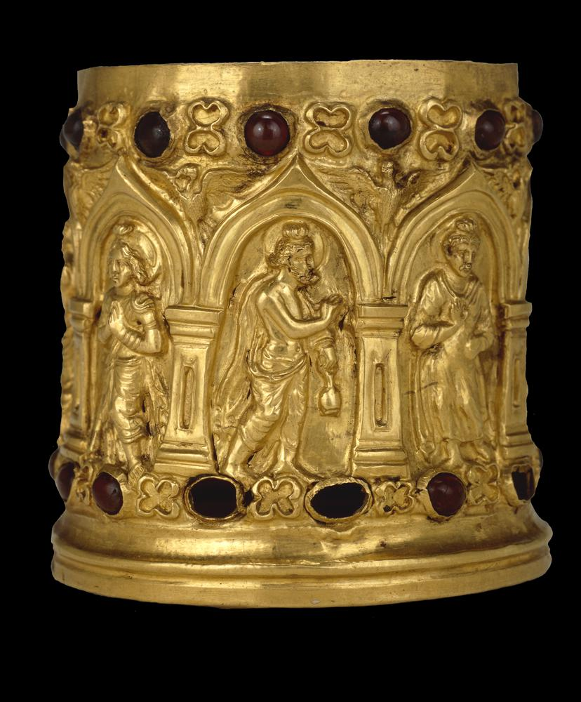 Bimaran Reliquary casket with images of the Buddha, Indra, and Brahma ca 1st century CE