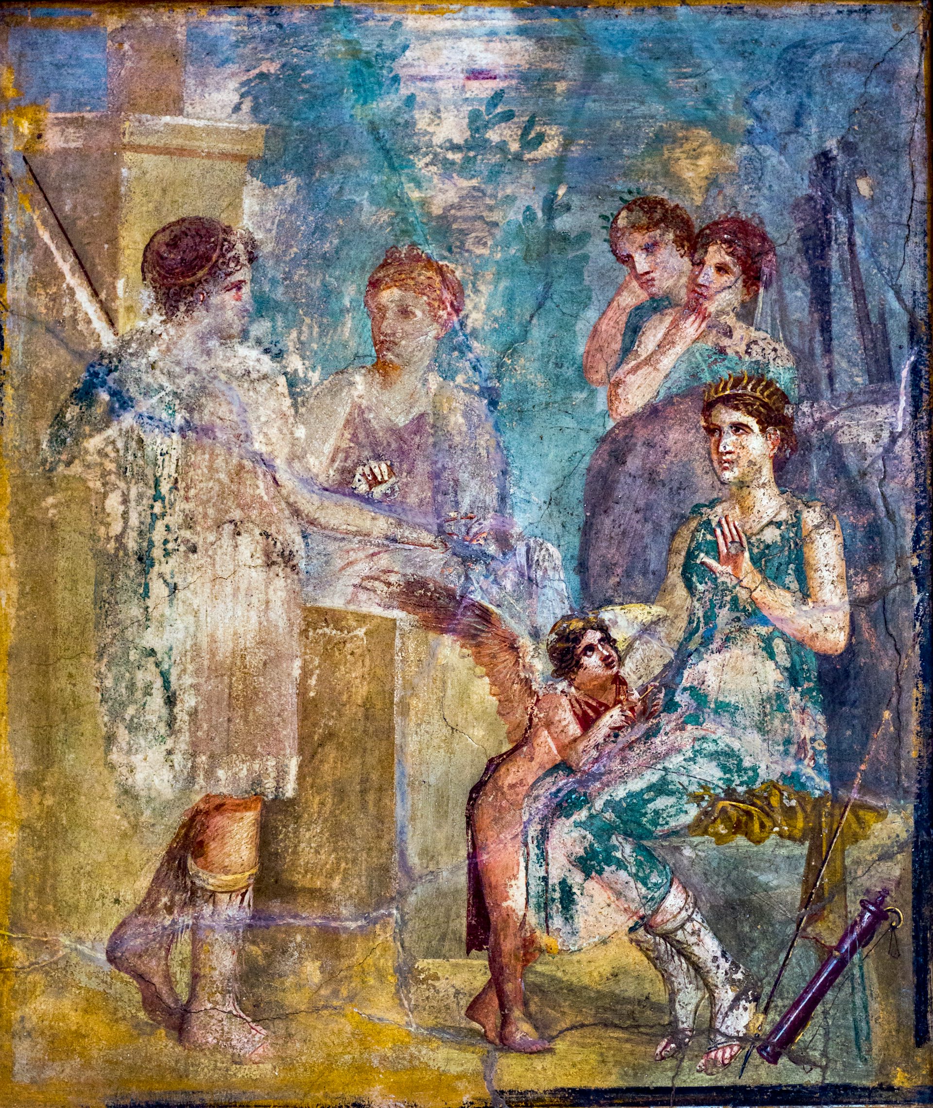 Fresco of Callisto with Artemis and Eros