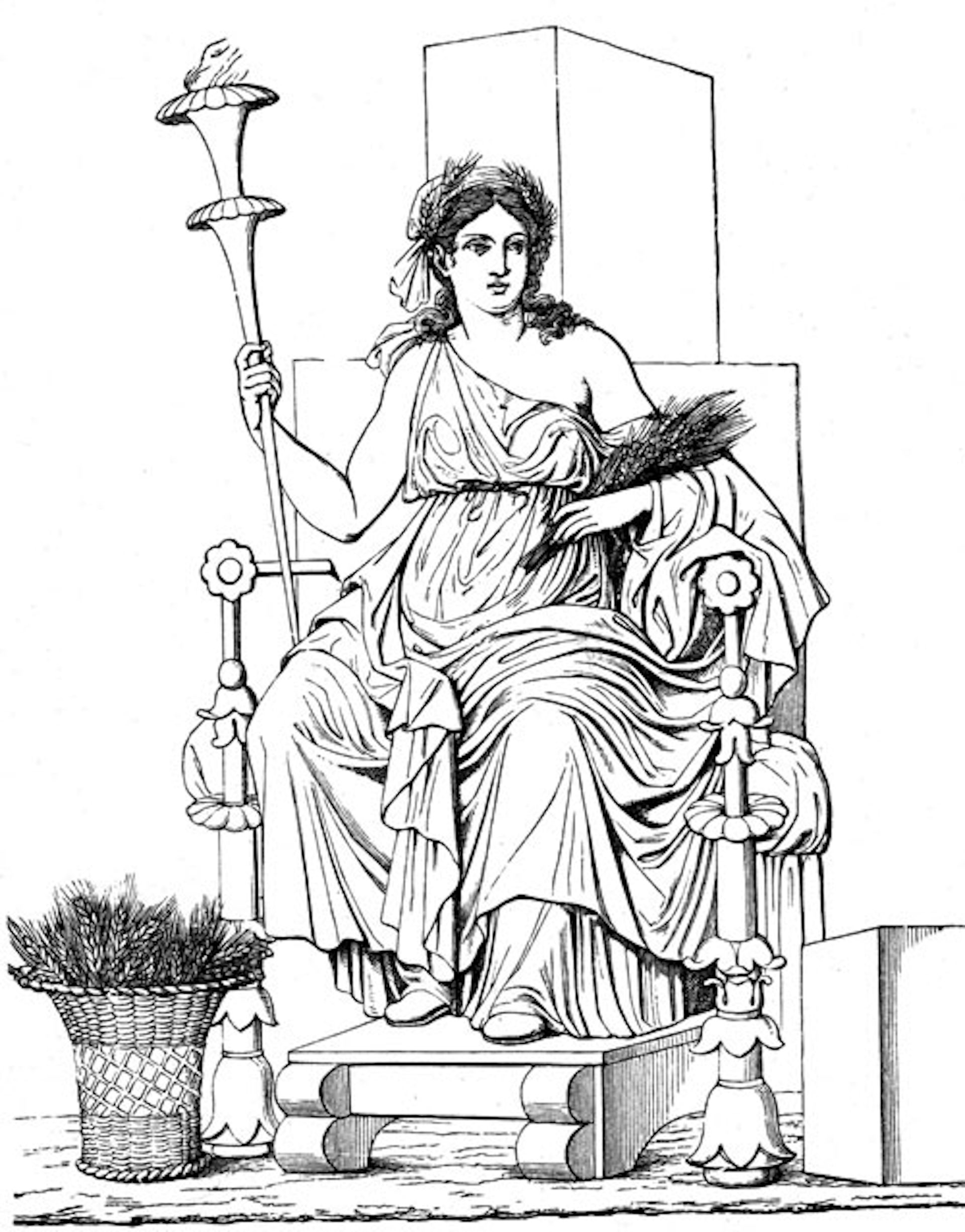 Illustration of a relief of Demeter