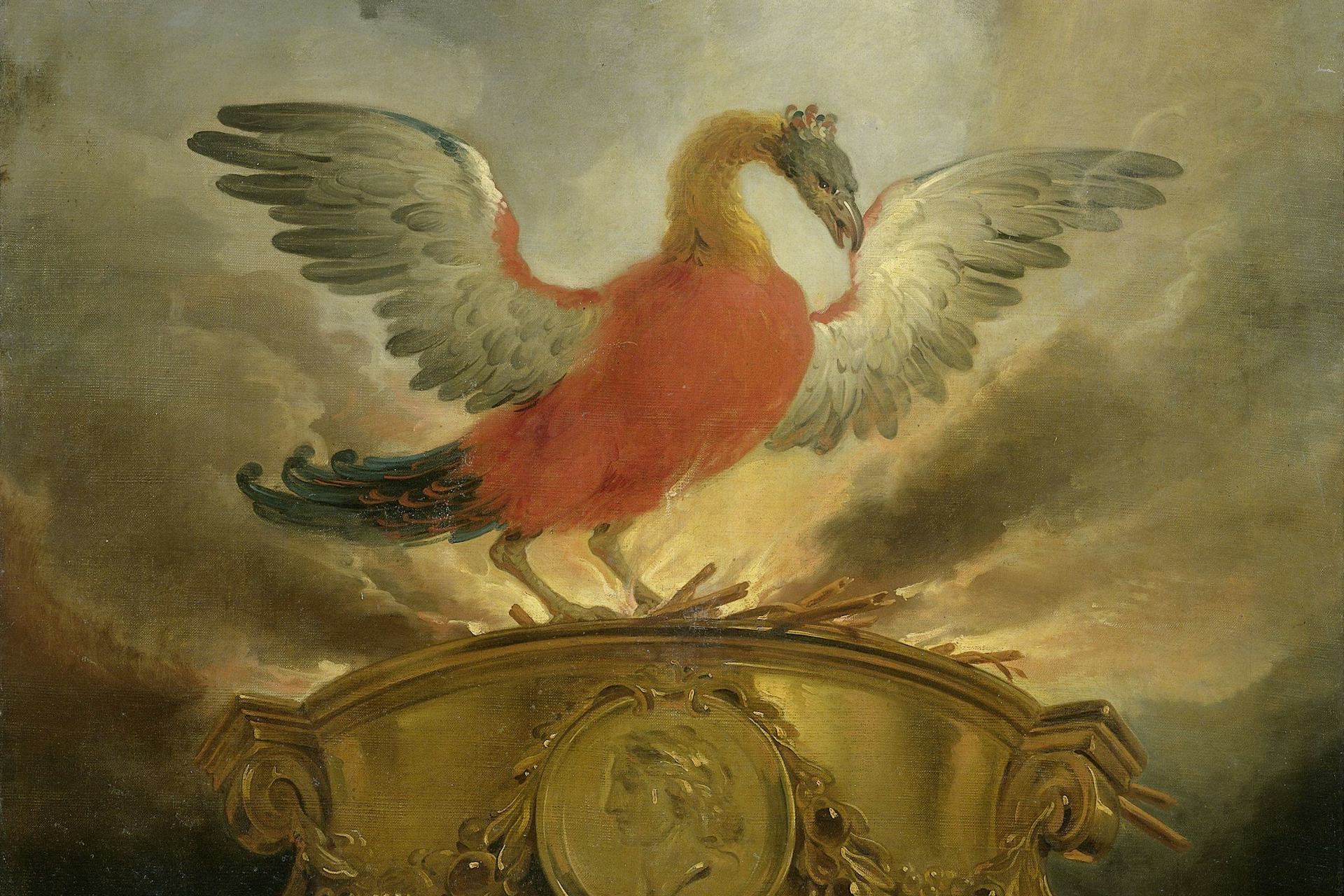 The bird Phoenix by Cornelis Troost (ca. 1720–50)
