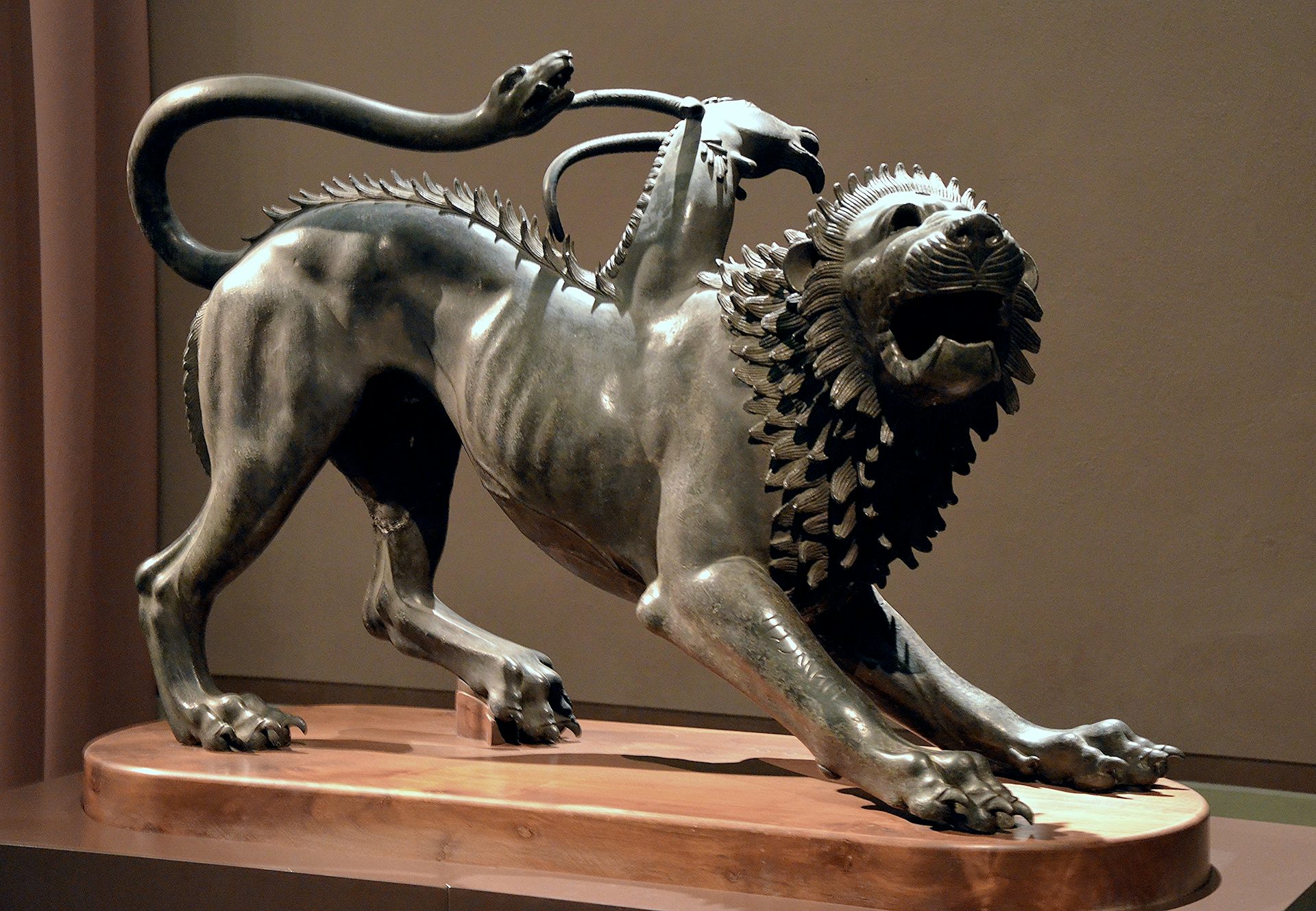 Chimera of Arezzo bronze statue, circa 400-bce, National Archaeological Museum, Florence