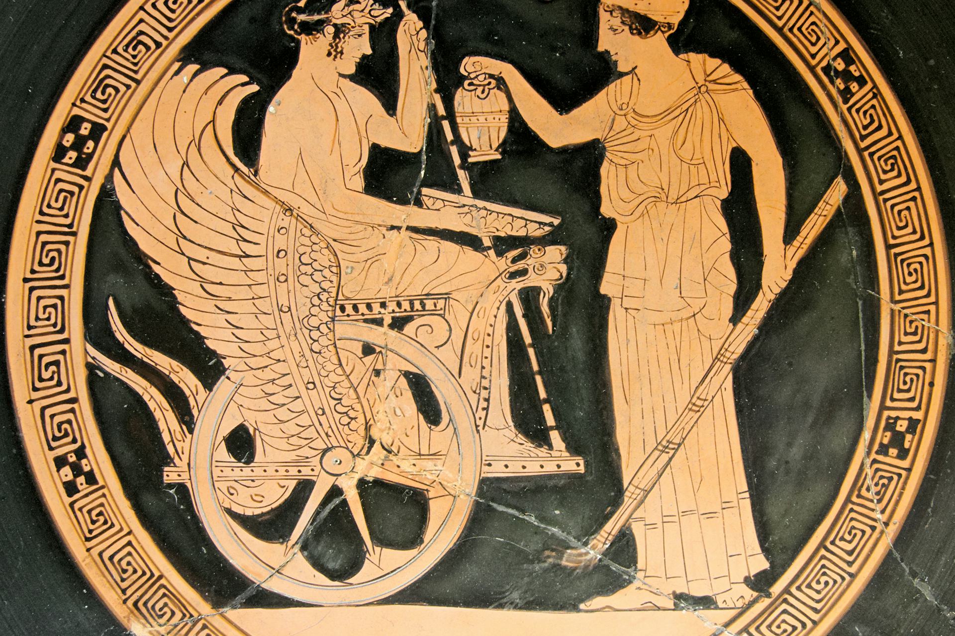 Vase painting of Demeter and Triptolemus
