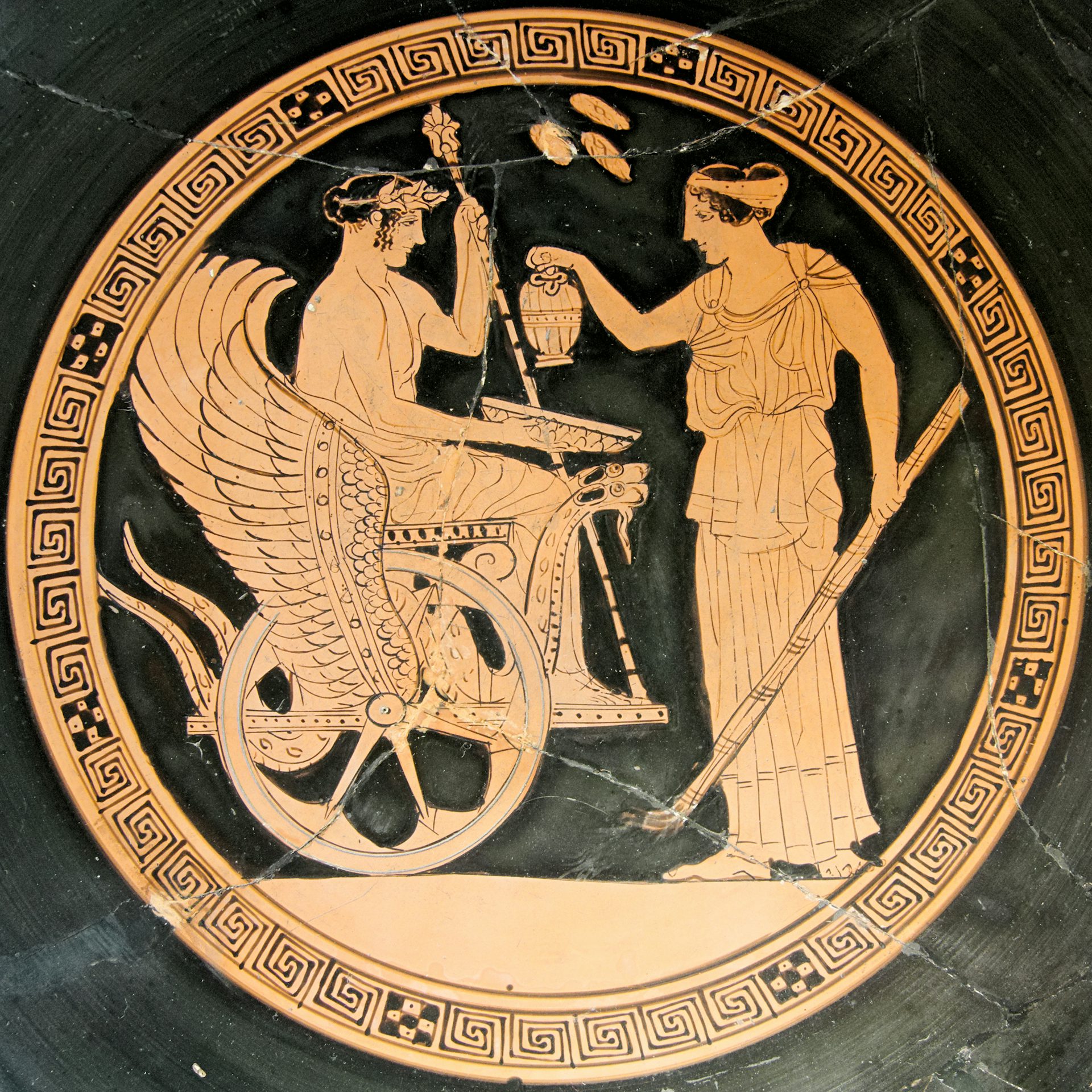 Vase painting of Demeter and Triptolemus