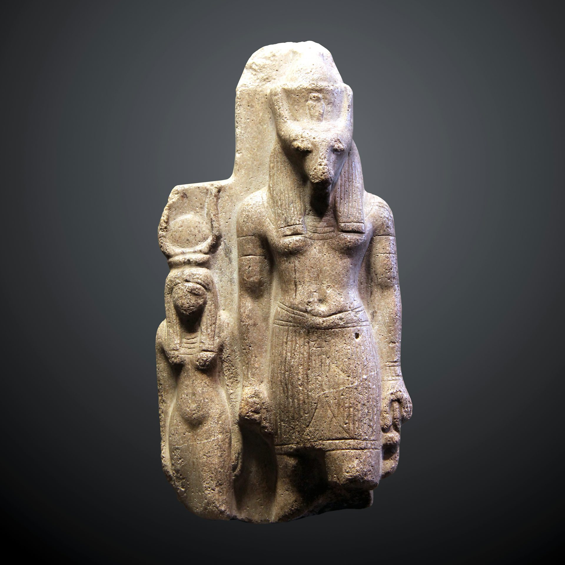 Stone statue of Set with Nephthys.