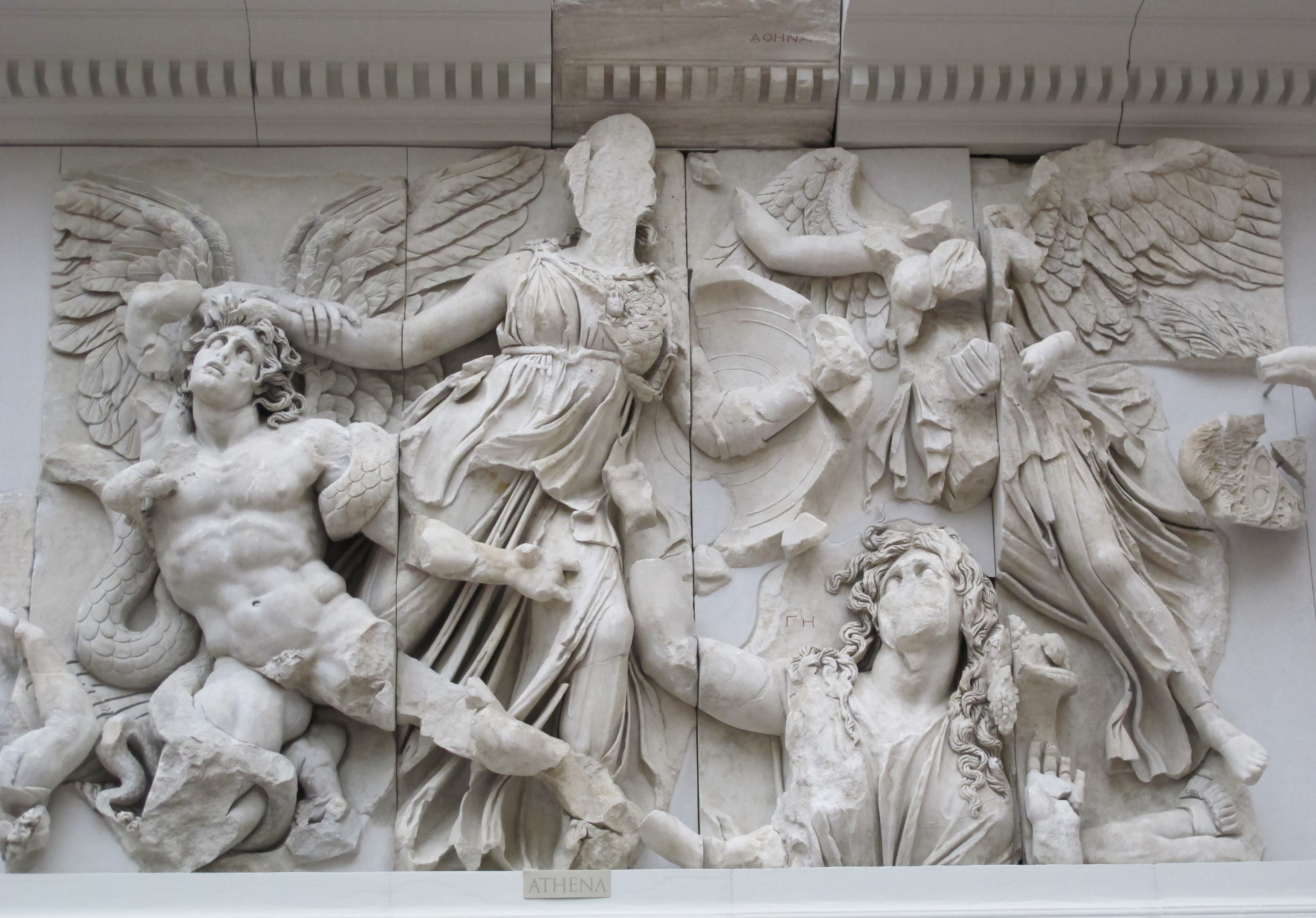 Pergamon altar Gigantomachy Athena circa 180-160 BCE