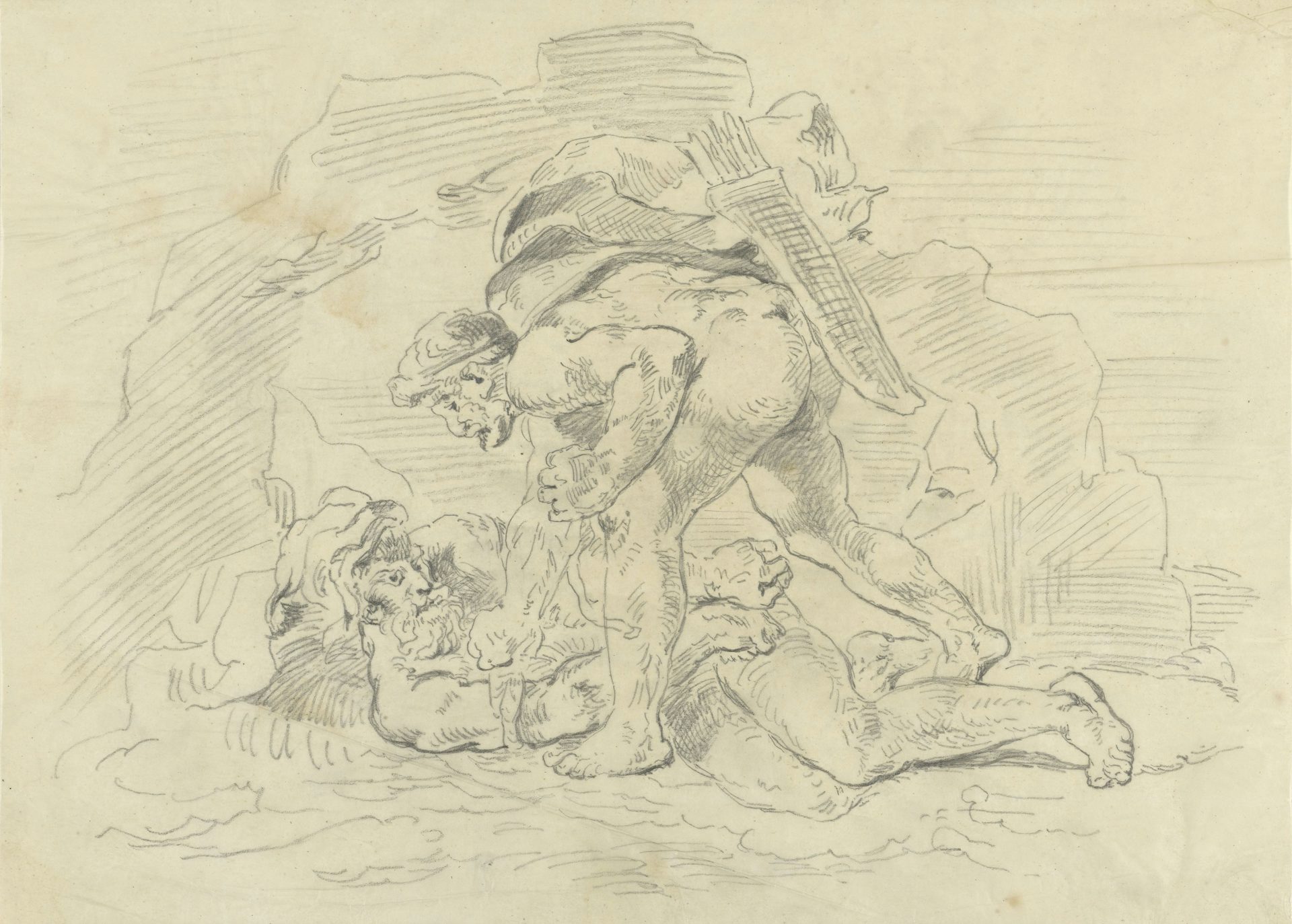 Hercules Fighting Nereus by Eugène Delacroix