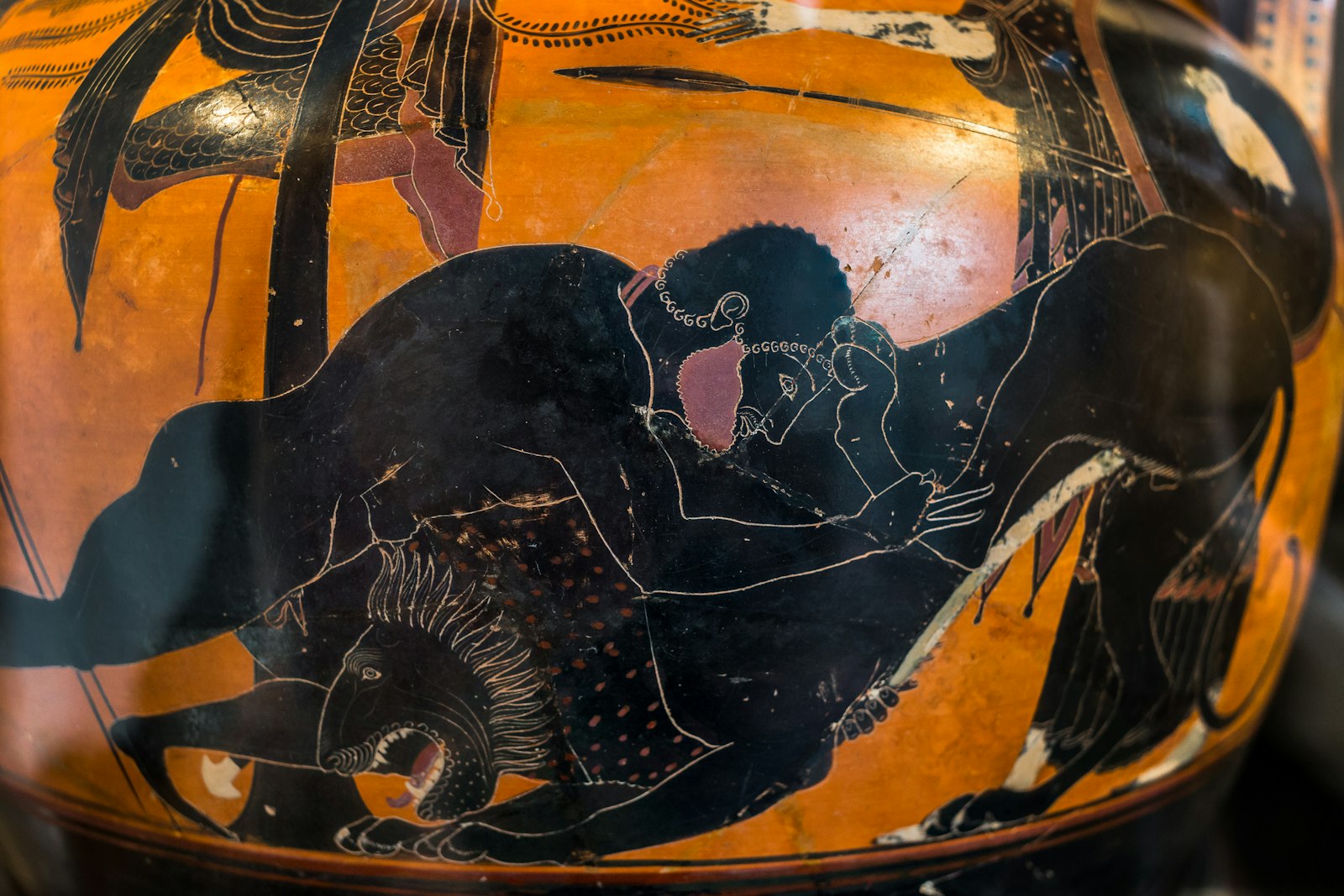 Herakles wrestling with the Nemean Lion by Psiax