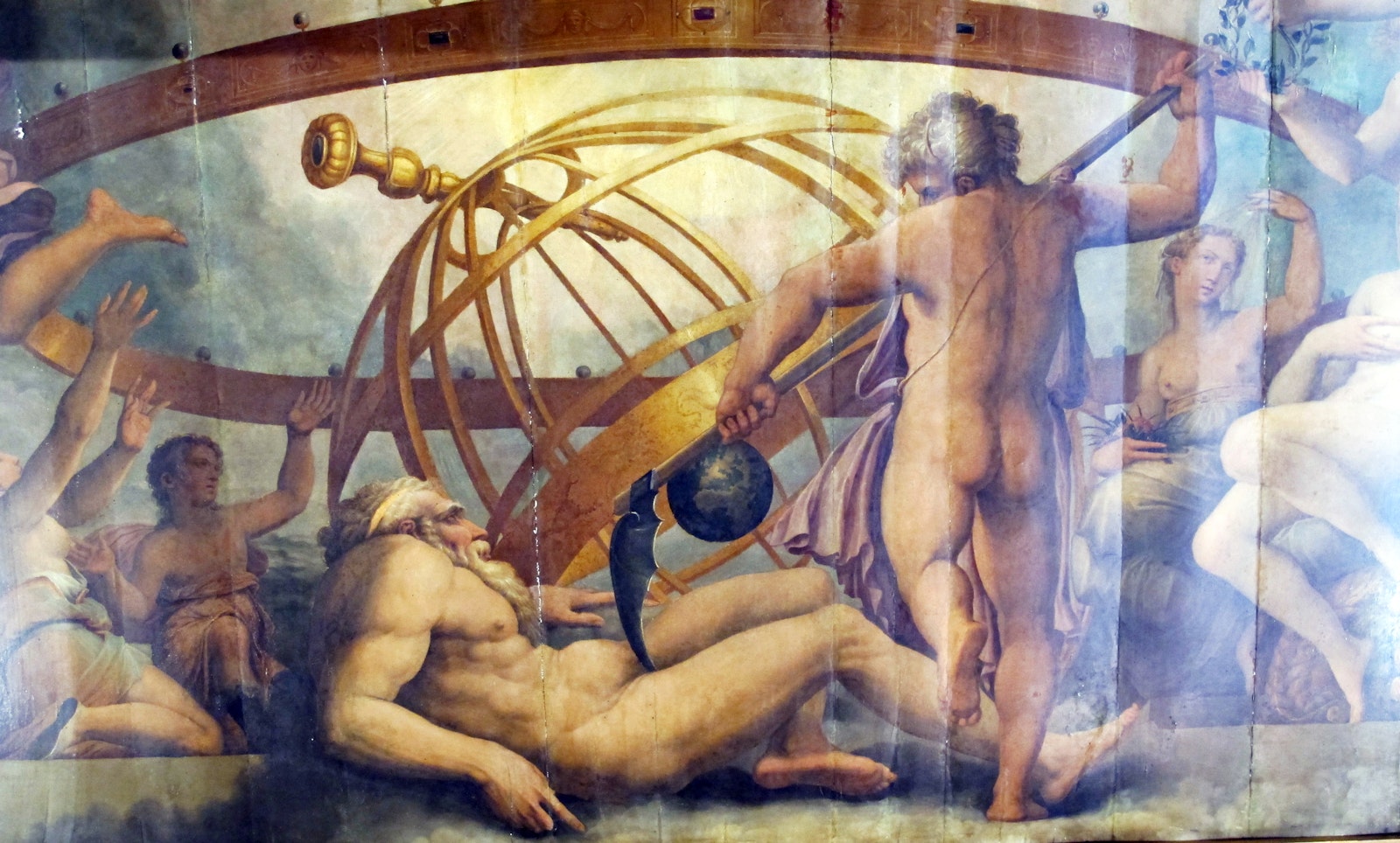 The mutilation of Uranus by Saturn painting by Giorgio Vasari and Cristofano Gherardi, circa 1550