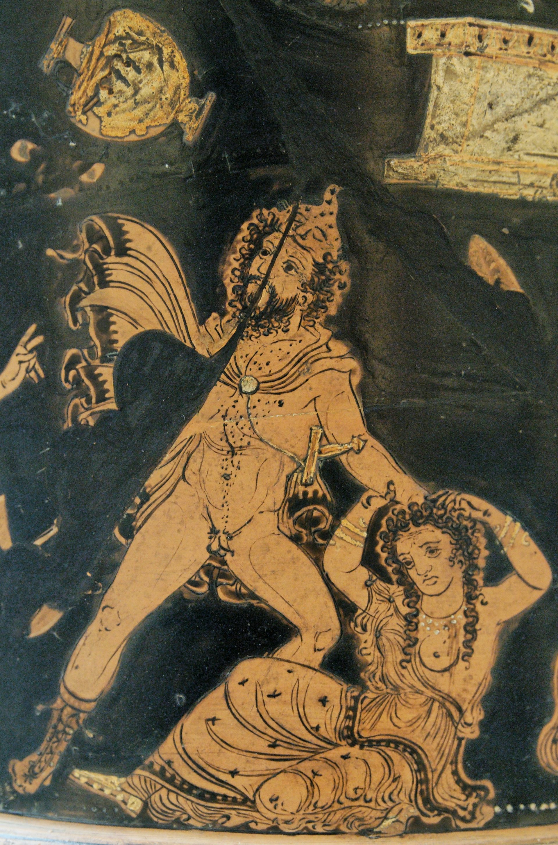 Vase painting of the maddened Lycurgus attacking his wife