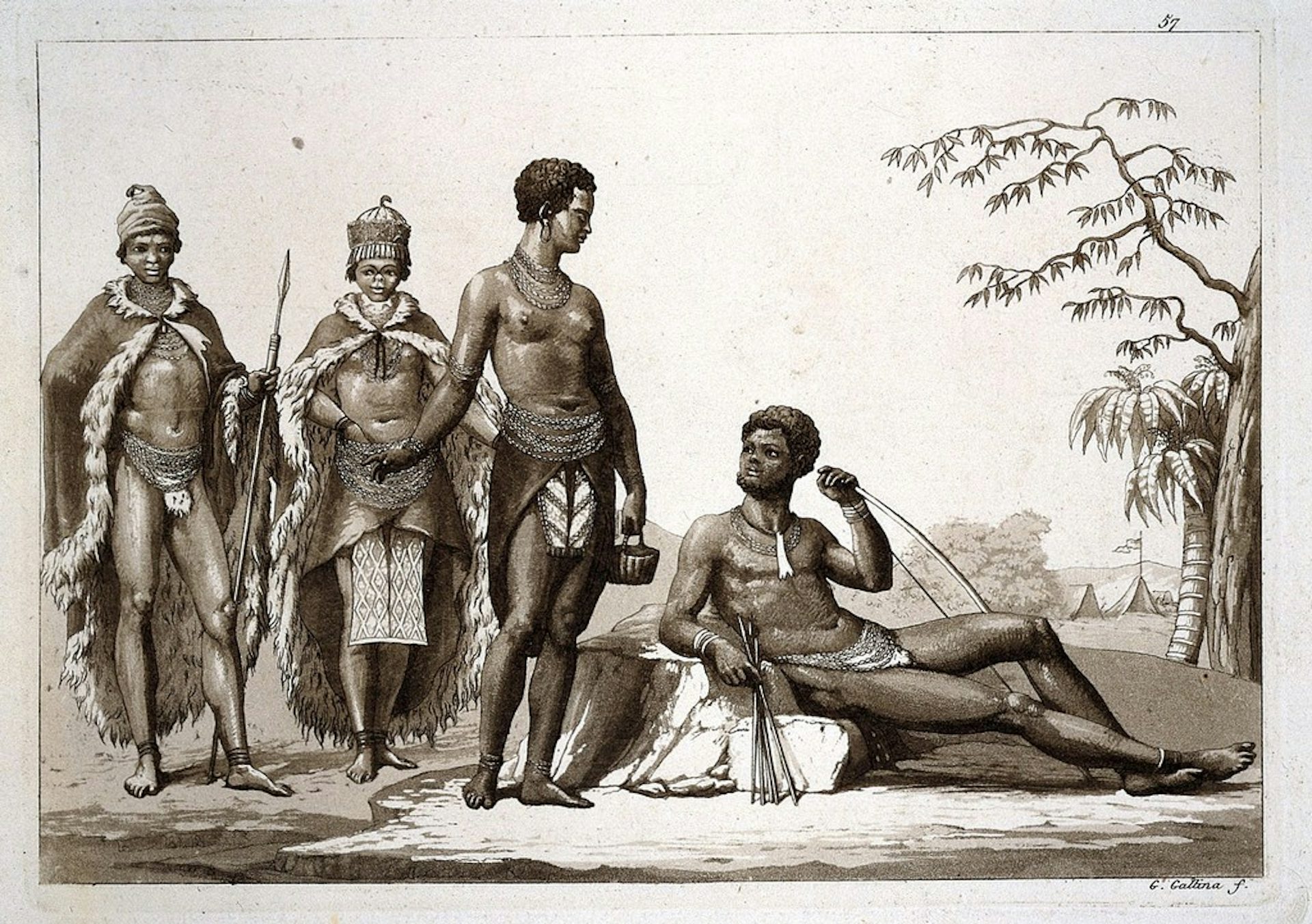 Khoi people of the Gonaqua kingdom, southern Africa by G. Gallina, (c.1819).