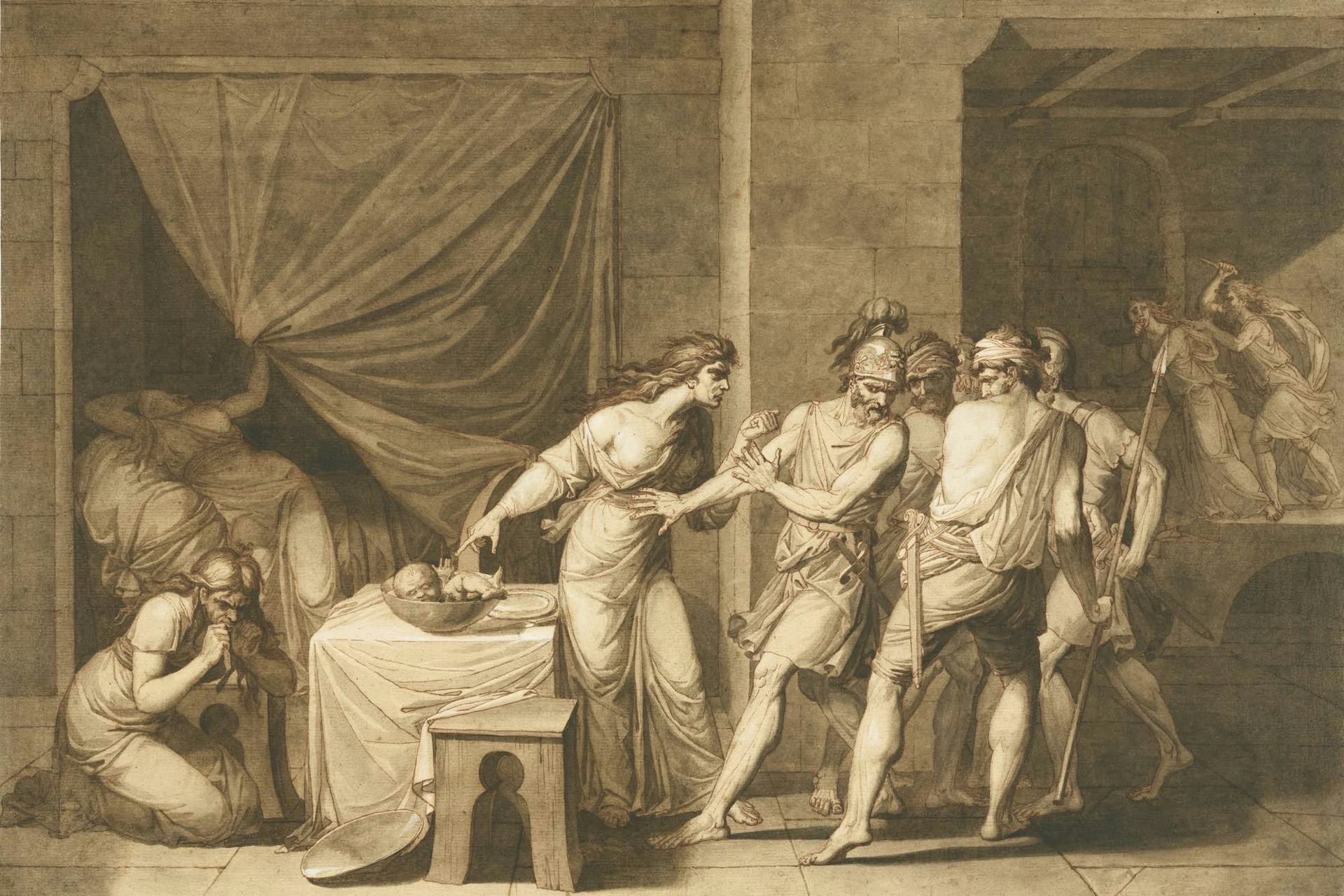 A Minyad Displaying the Body of Hippasus by Étienne Barthélémy Garnier