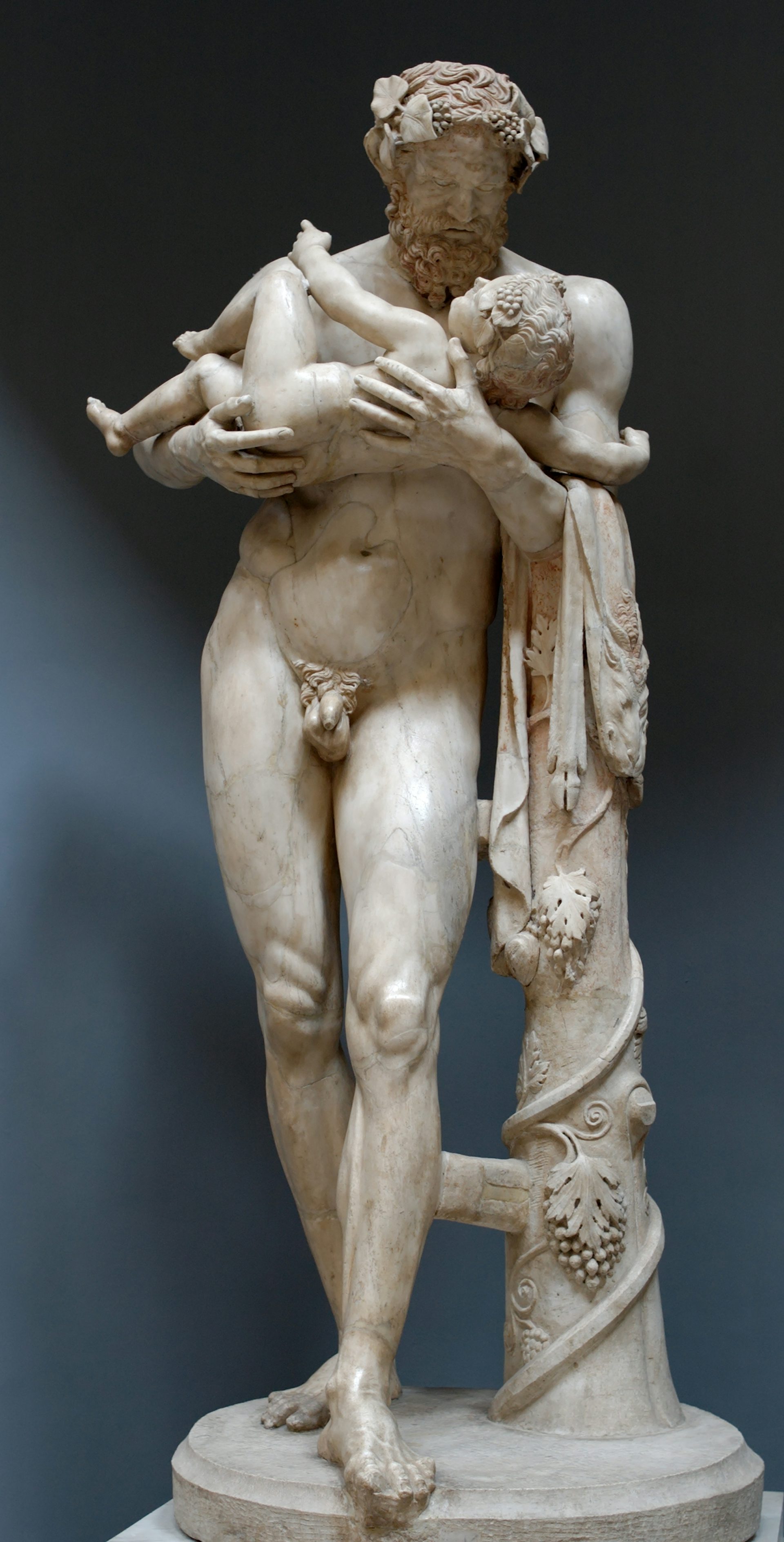 Silenus with infant Dionysus, mid-second century CE Roman copy after early Hellenistic original