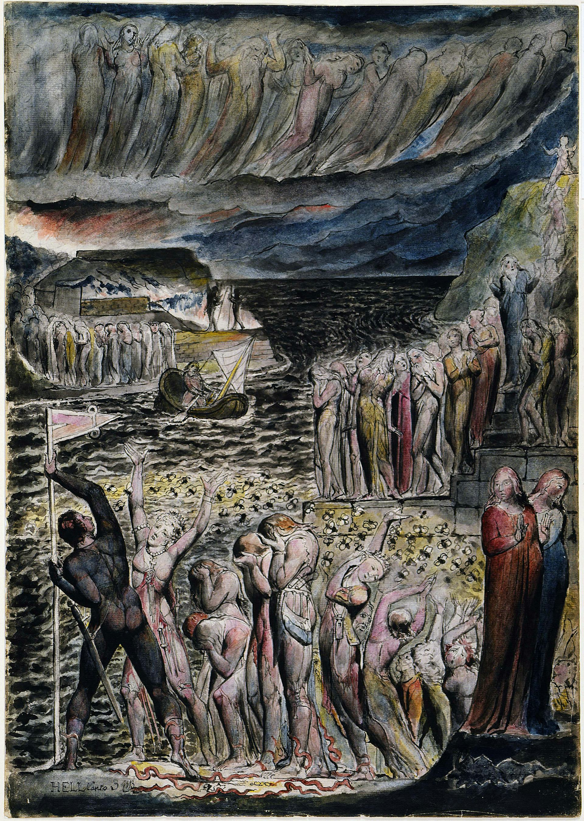 The Vestibule of Hell and the Souls Mustering to Cross the Acheron by William Blake