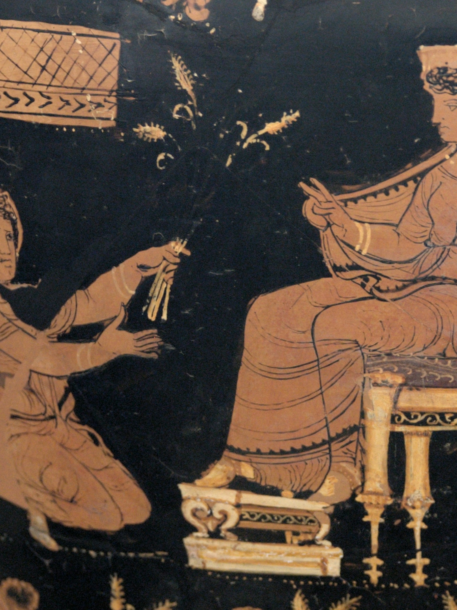 Vase painting showing Demeter with Metanira