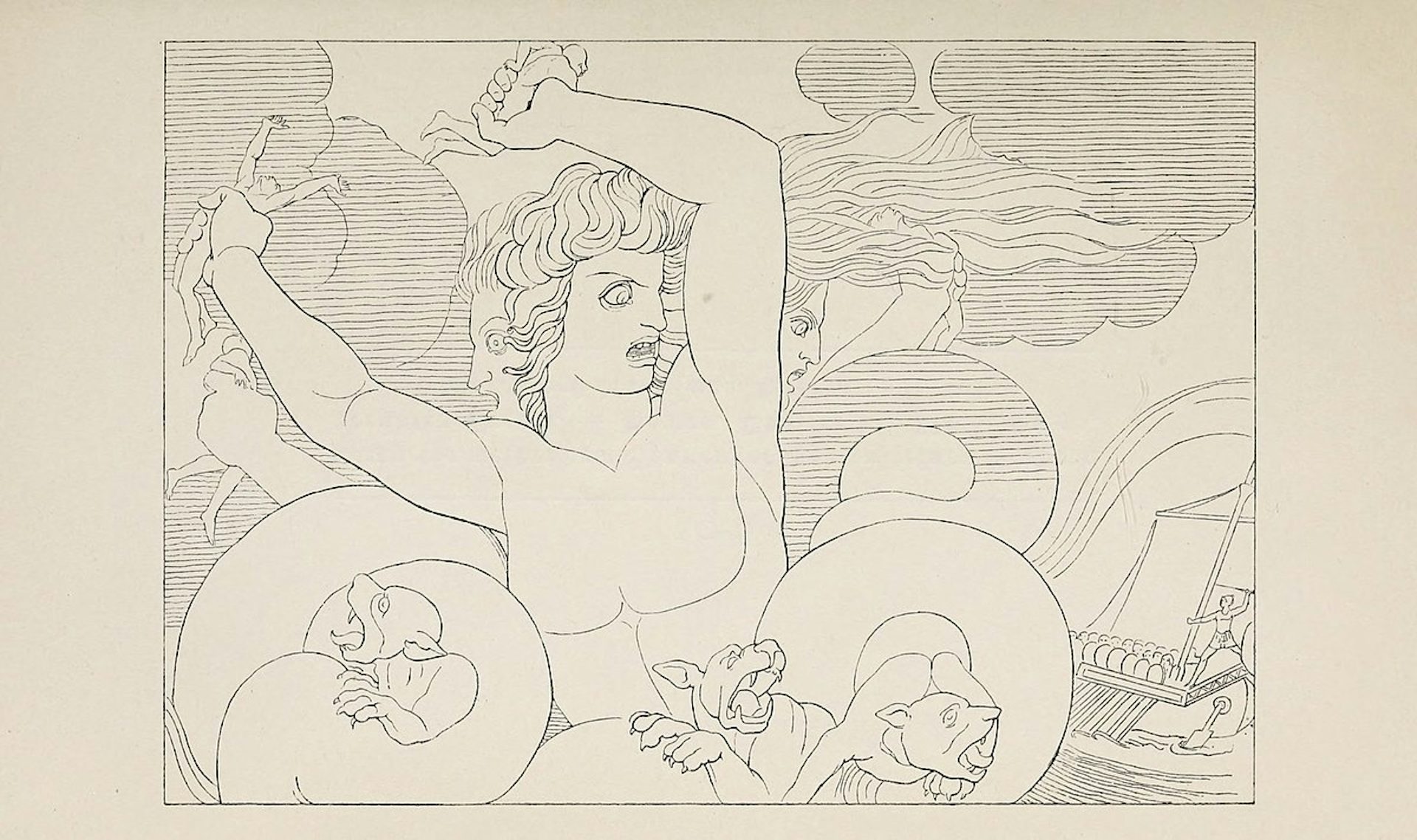 Scylla attacking Odysseus and his crew by John Flaxman