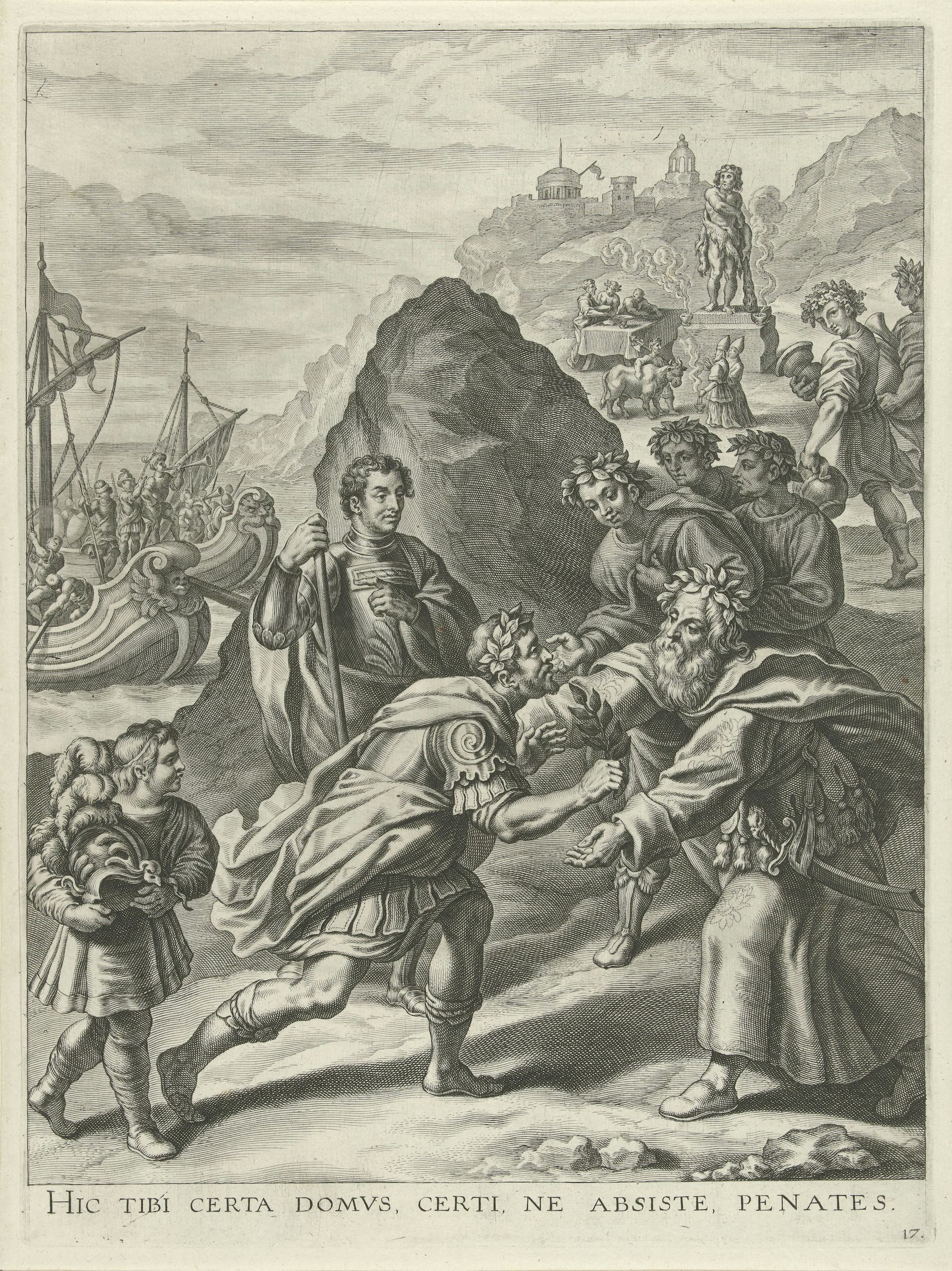 Aeneas Accepting the Hospitality of Evander in Italy by Cornelis Galle, after Nicolas de Liemaker, after Peter Paul Rubens