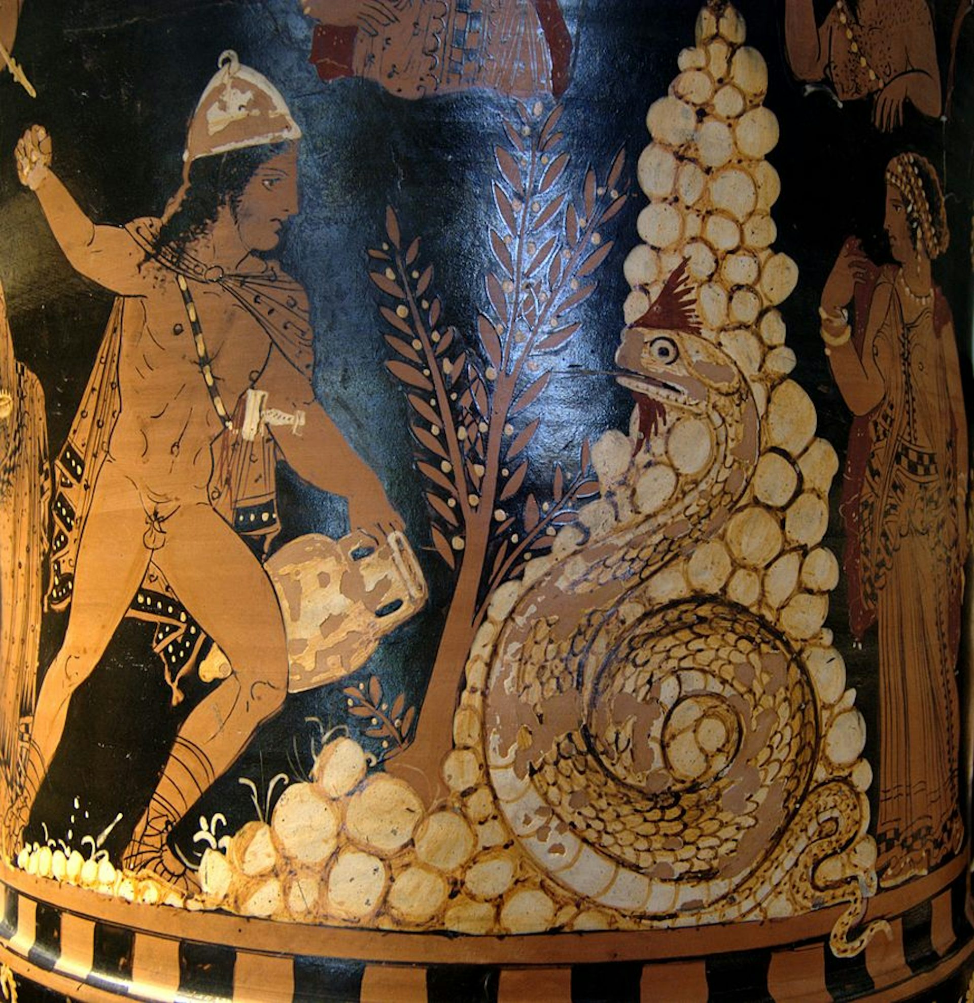 Vase painting of Cadmus fighting the dragon