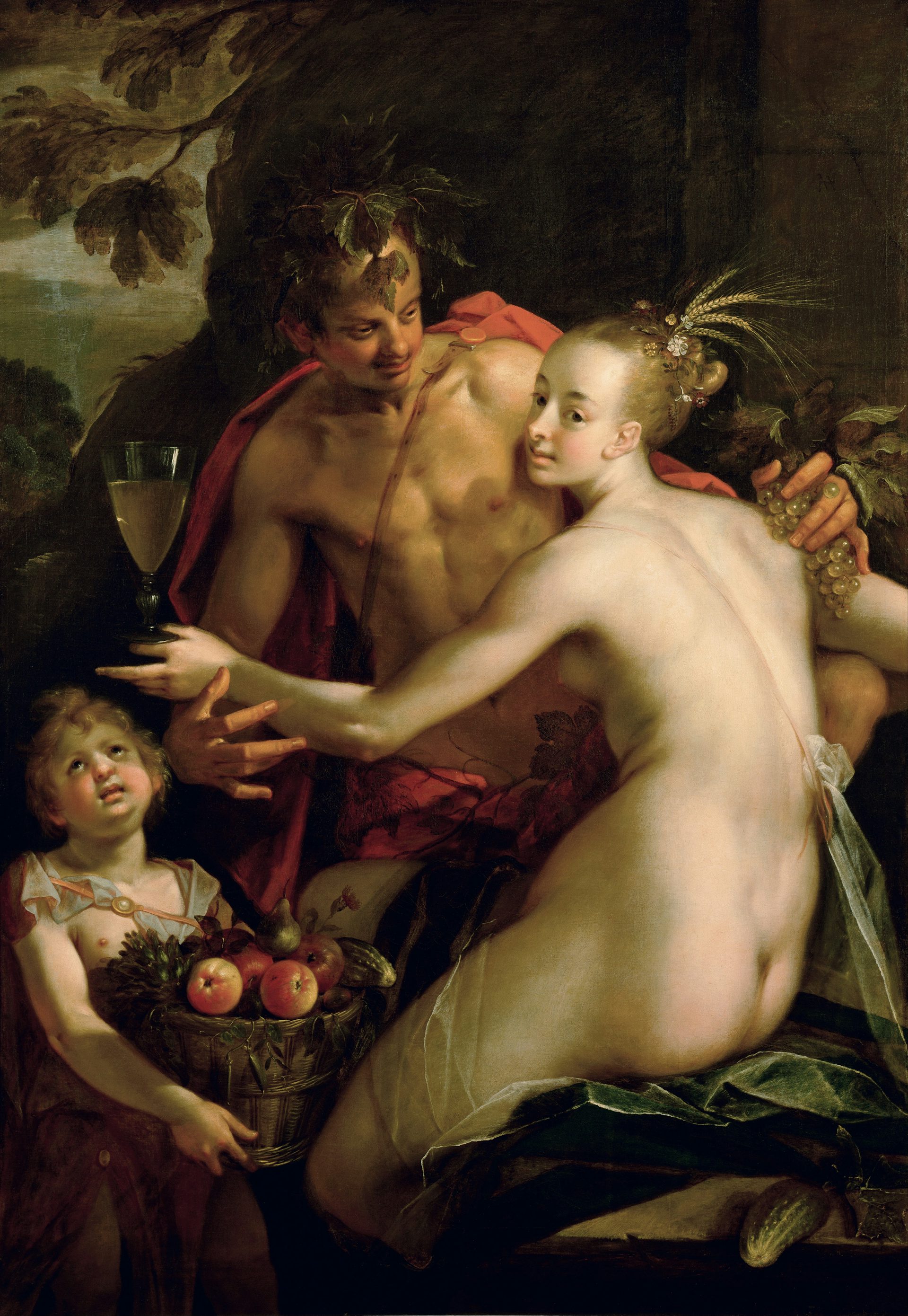 Bacchus, Ceres, and Amor by Hans von Aachen