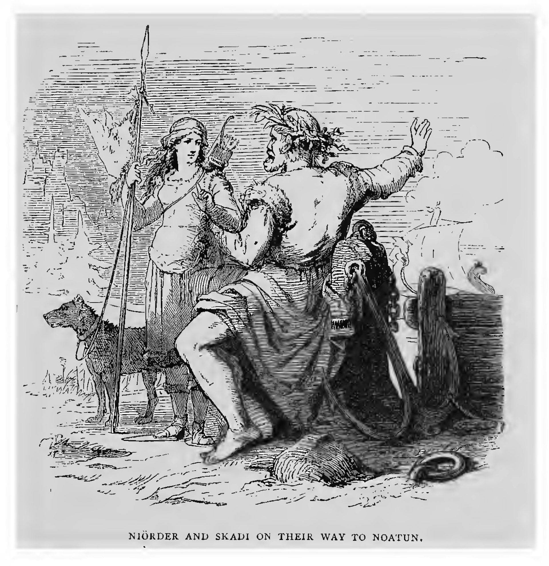 Njord and Skadi illustration by Wilhelm Wägner (1882)