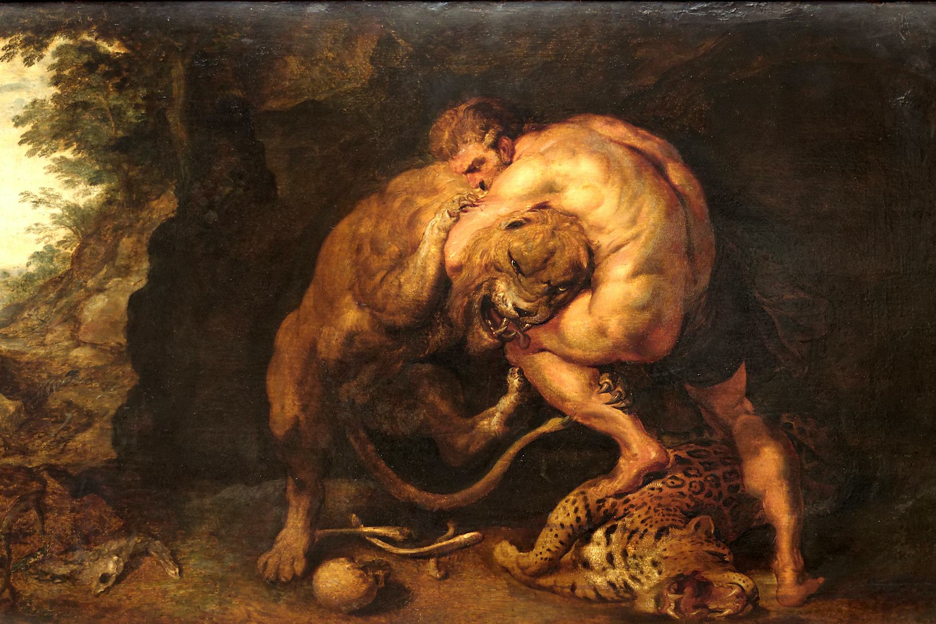Hercules and the Nemean lion by Peter Paul Rubens (ca. 1615)