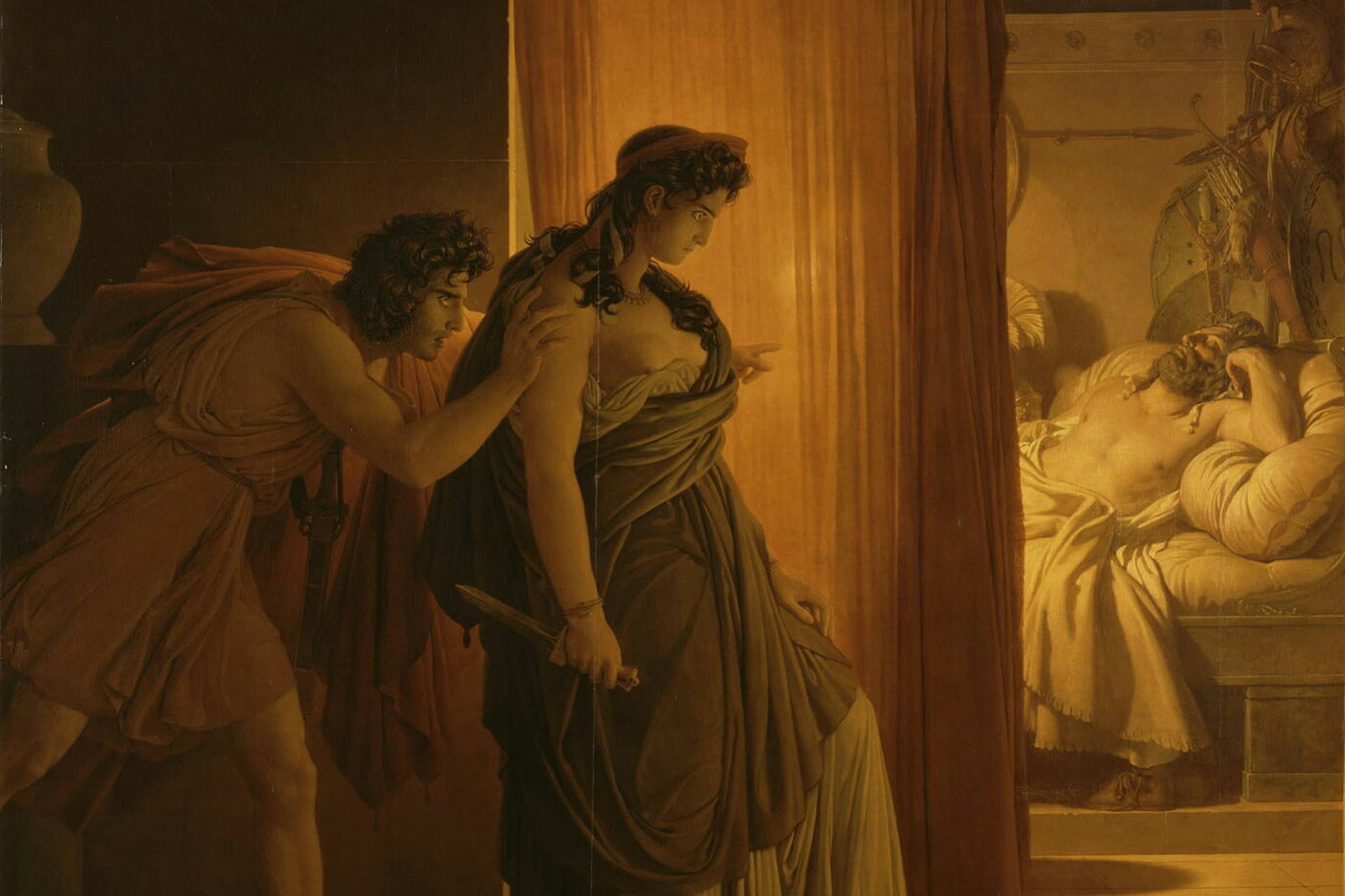 Clytemnestra Hesitates before Killing the Sleeping Agamemnon by Pierre-Narcisse Guérin