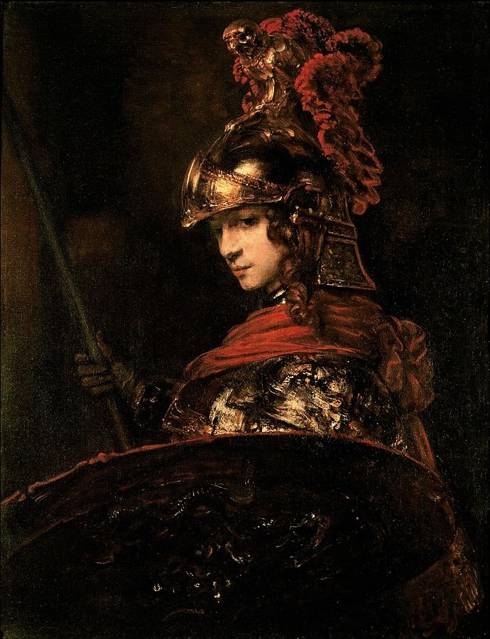 Pallas Athena or Armoured Figure by Rembrandt Harmensz. van Rijn