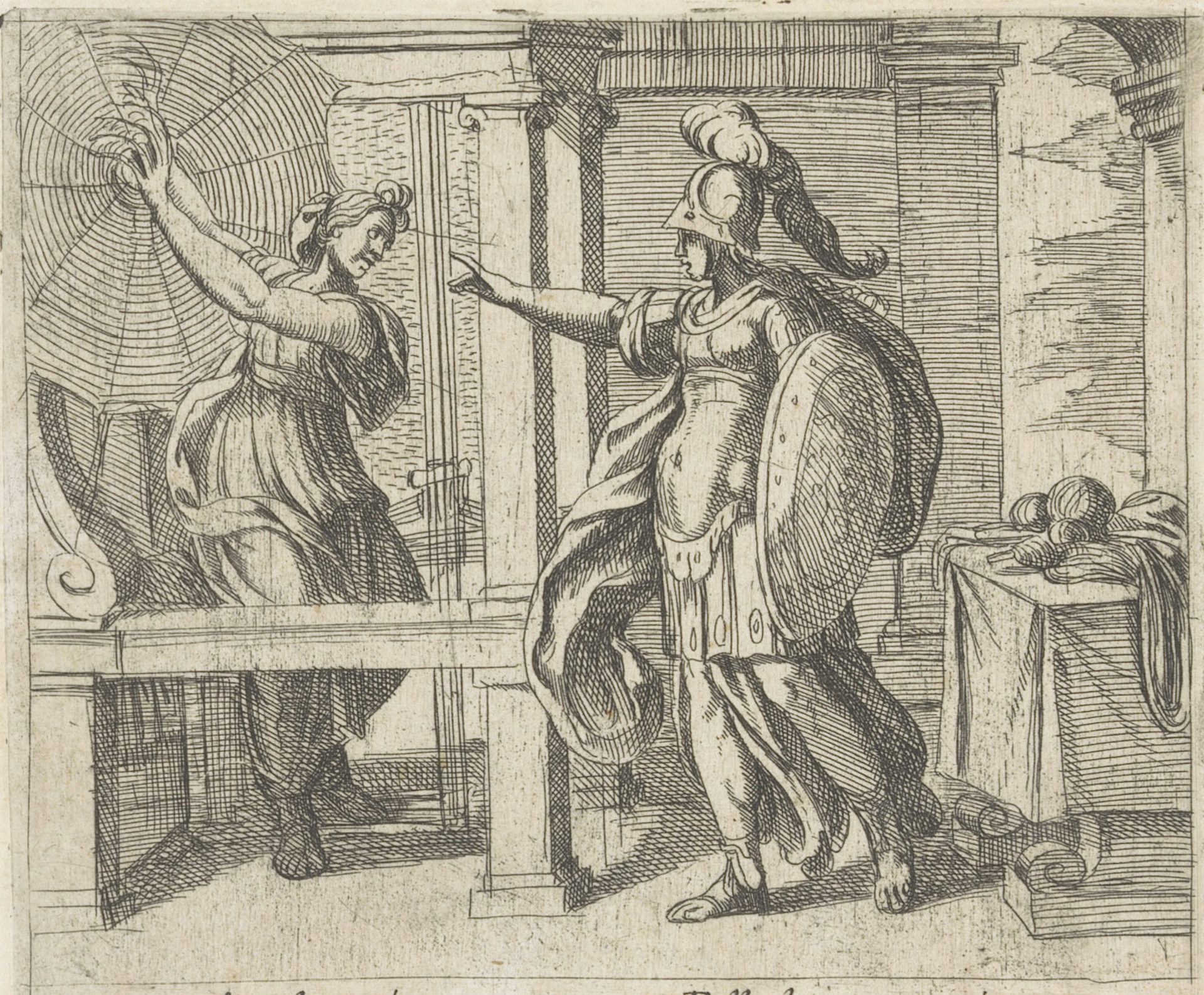 Minerva Turns Arachne Into Spider Etching Antonio Tempesta 1606 Rijksmuseum