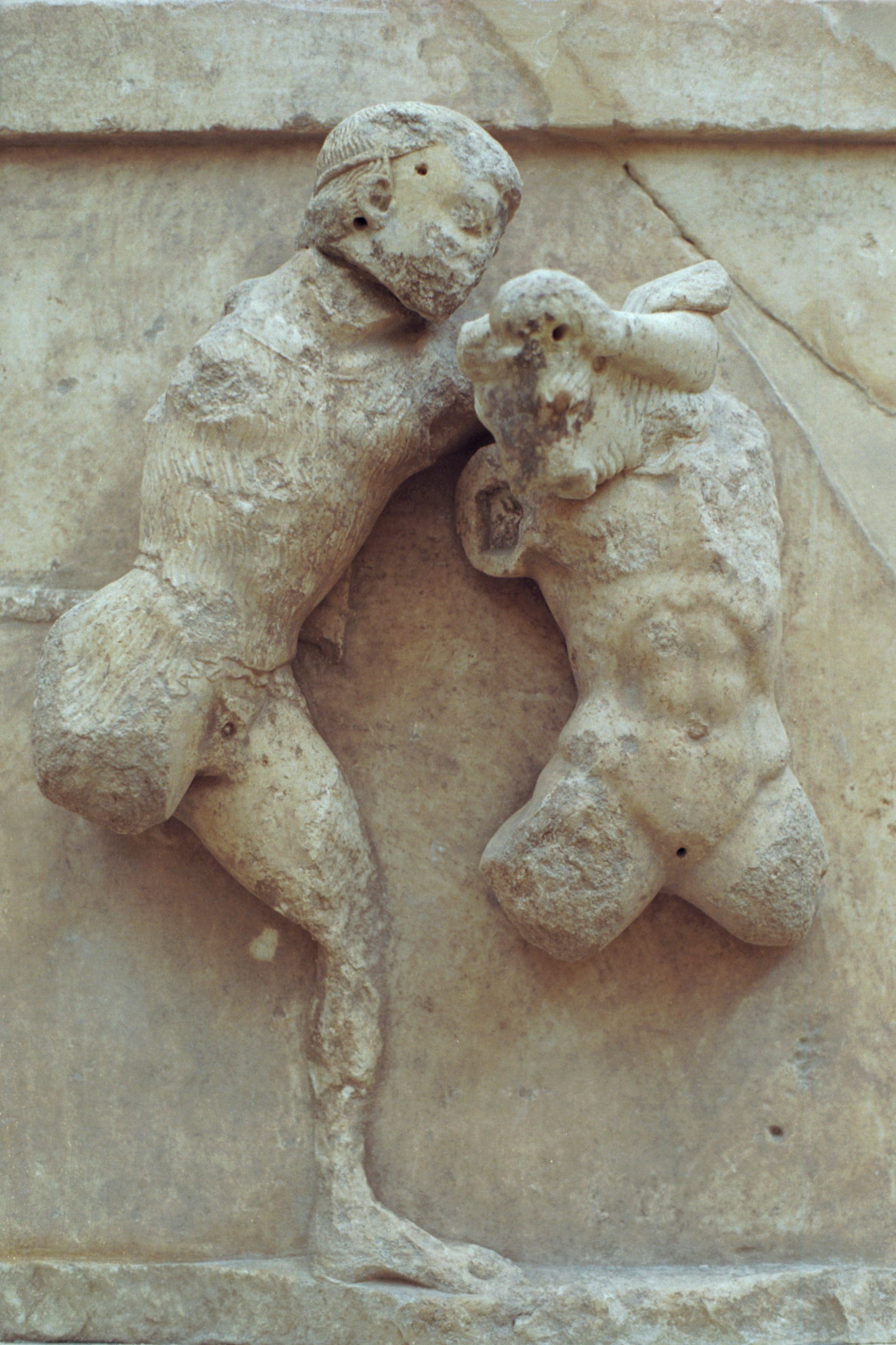 Relief of Theseus fighting the Minotaur