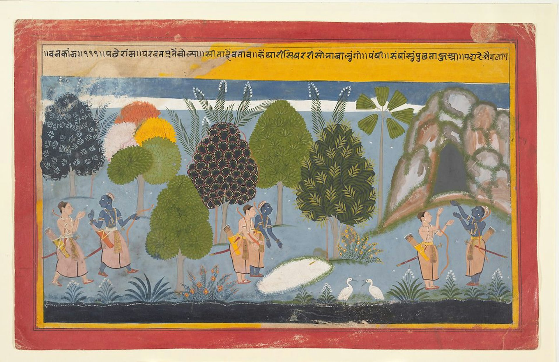 Folio of Rama and Lakshmana searching for Sita ca 1680-1690