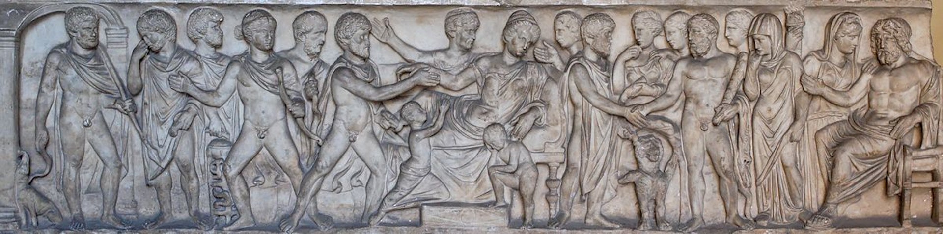 Marble sarcophagus decorated with scenes from the myth of Admetus and Alcestis