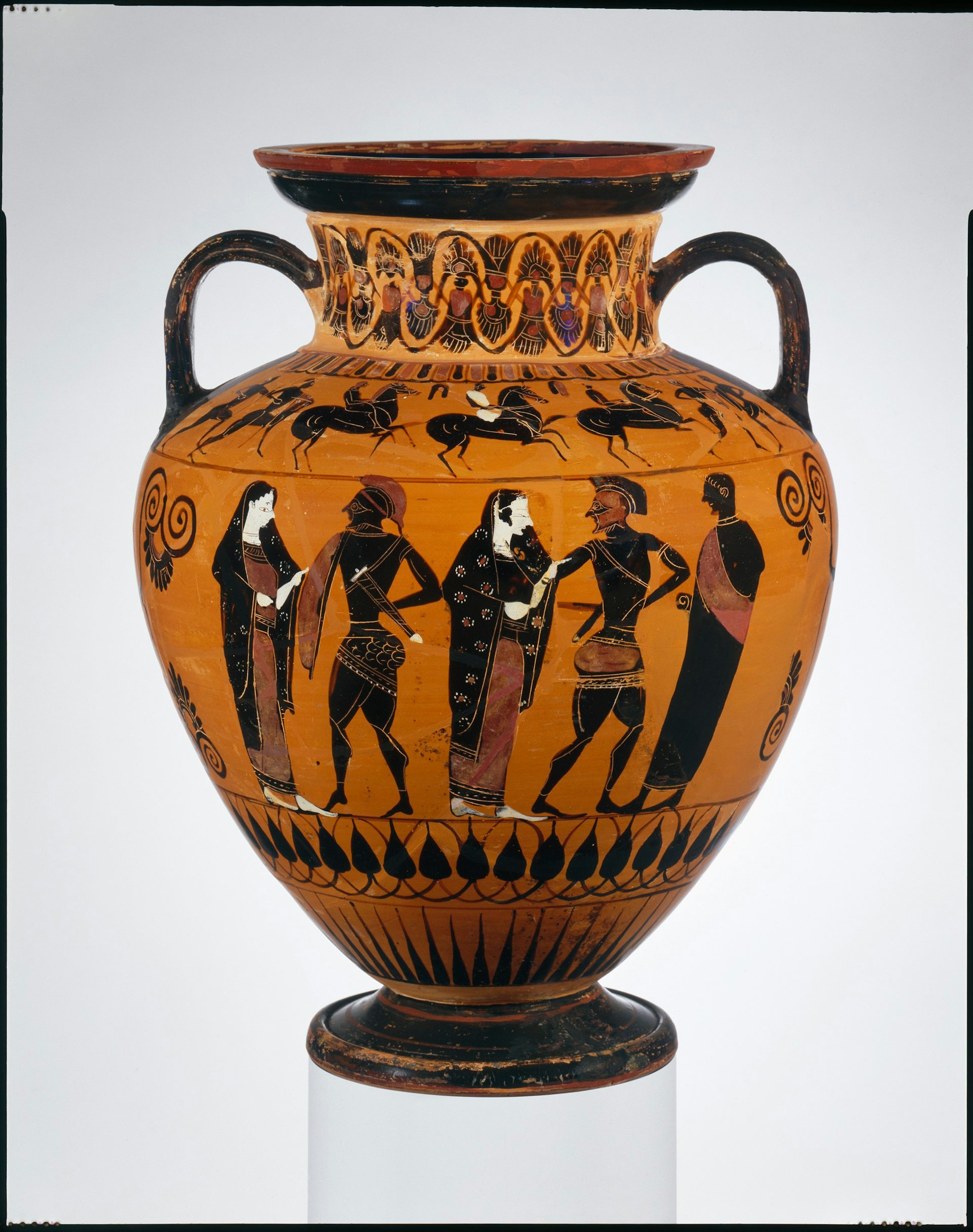 Vase painting of Menelaus reclaiming Helen after the Trojan War