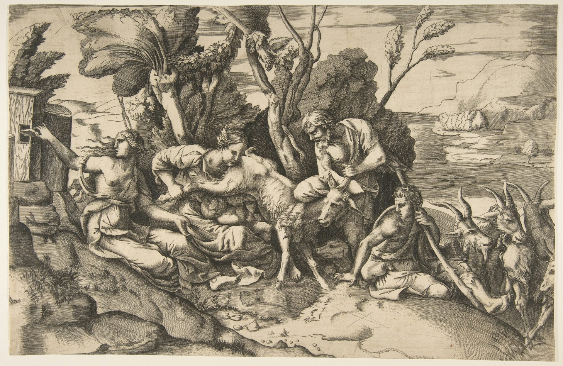 Jupiter Suckled by the Goat Amalthea by Giulio Bonasone
