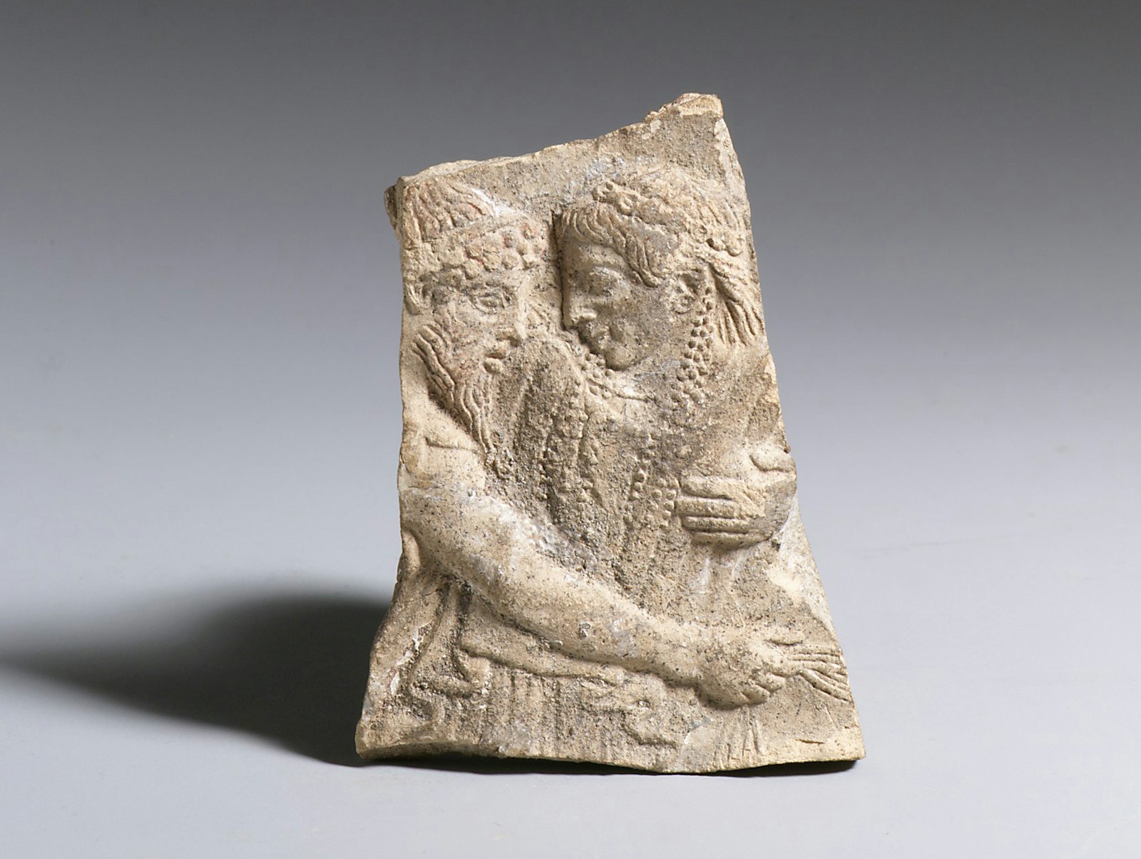 Terracotta fragment of Hades abducting Persephone