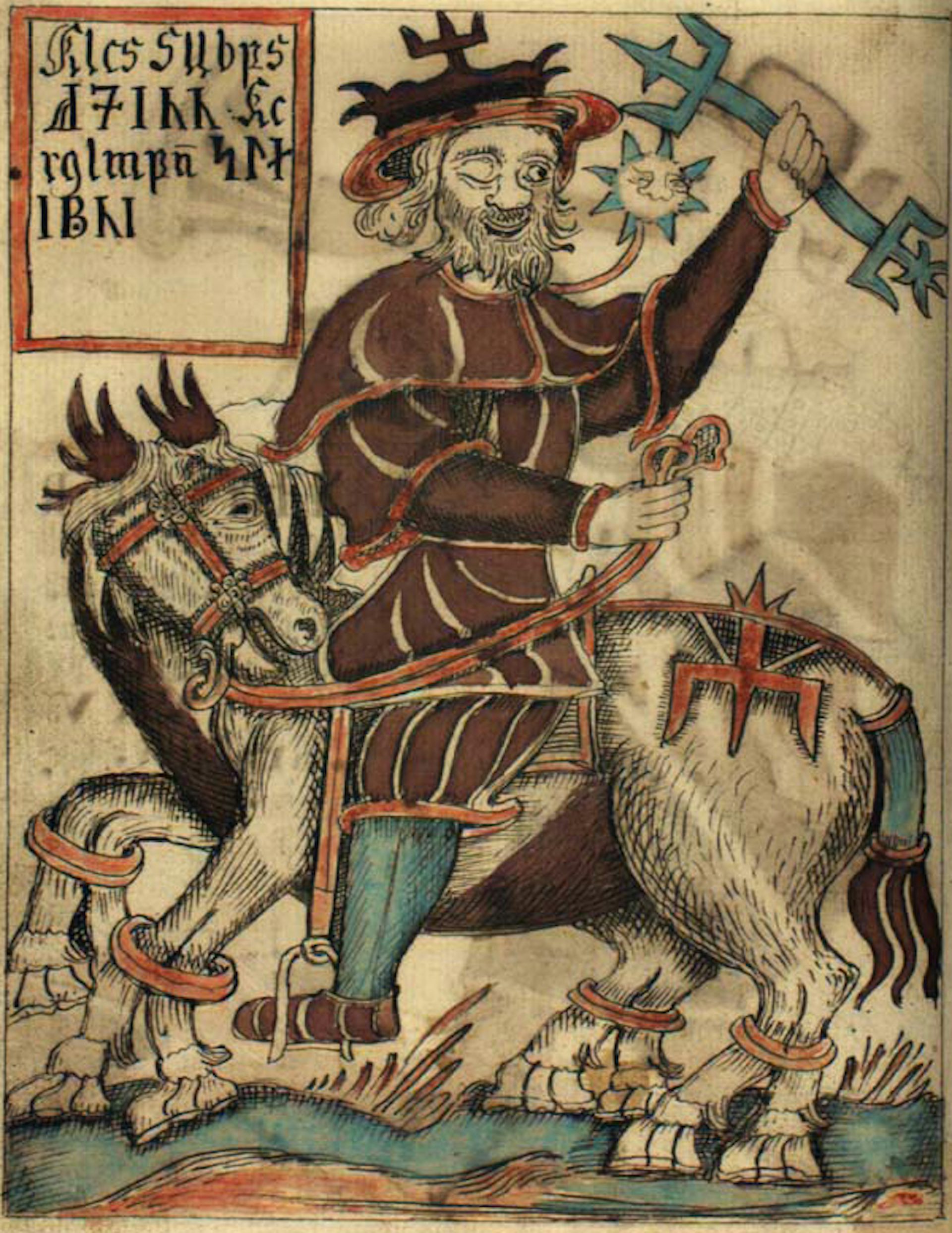 Odin on Sleipnir in an Icelandic Prose Edda (1760)