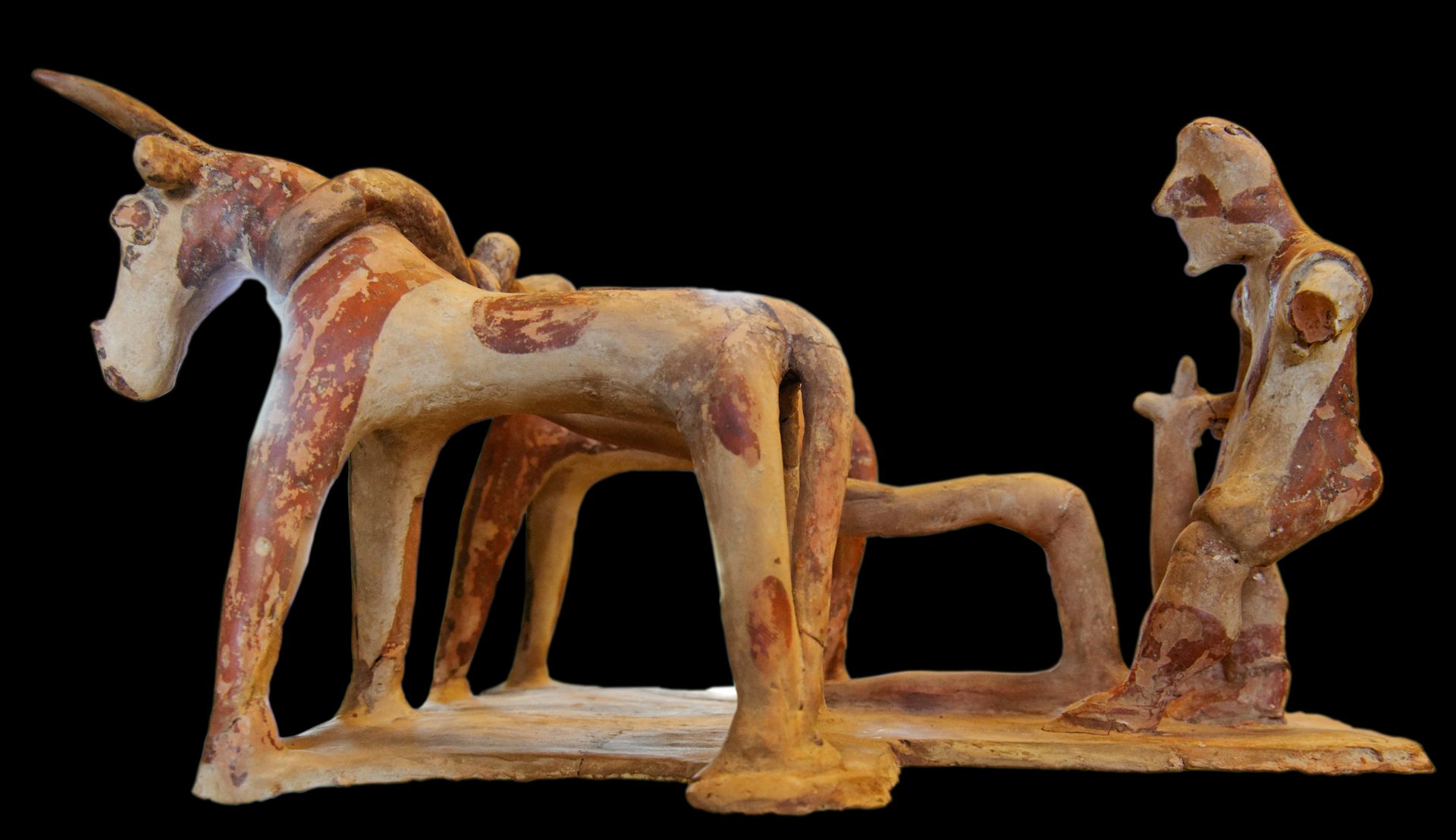 Terracotta figurine of a plowman