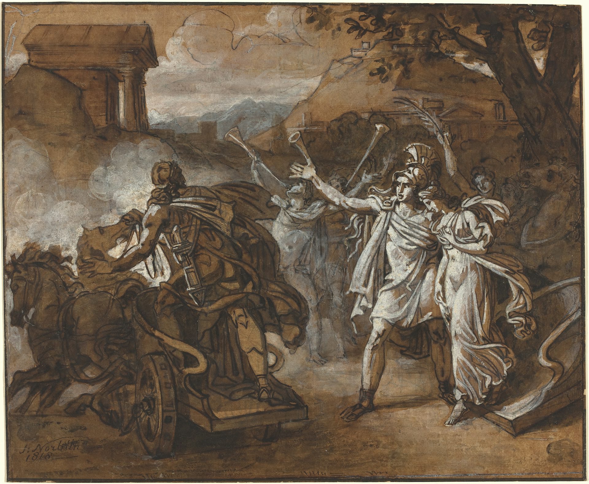 Castor and Pollux Rescuing Helen by Sébastien-Louis-Guillaume Norblin de la Gourdaine