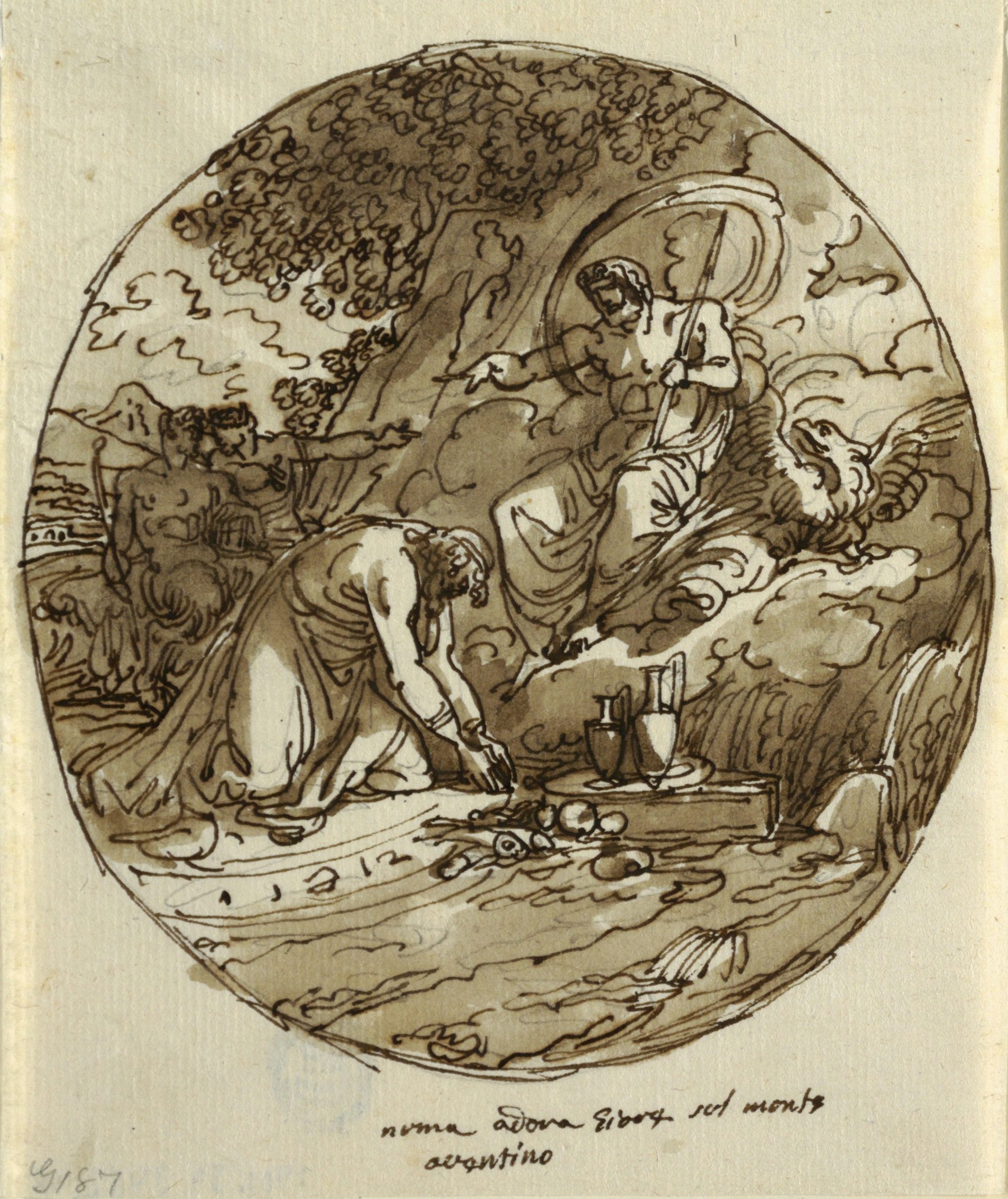 Numa Pompilius Worshipping Jupiter Aventine Hill Drawing Felice Giani Smithsonian