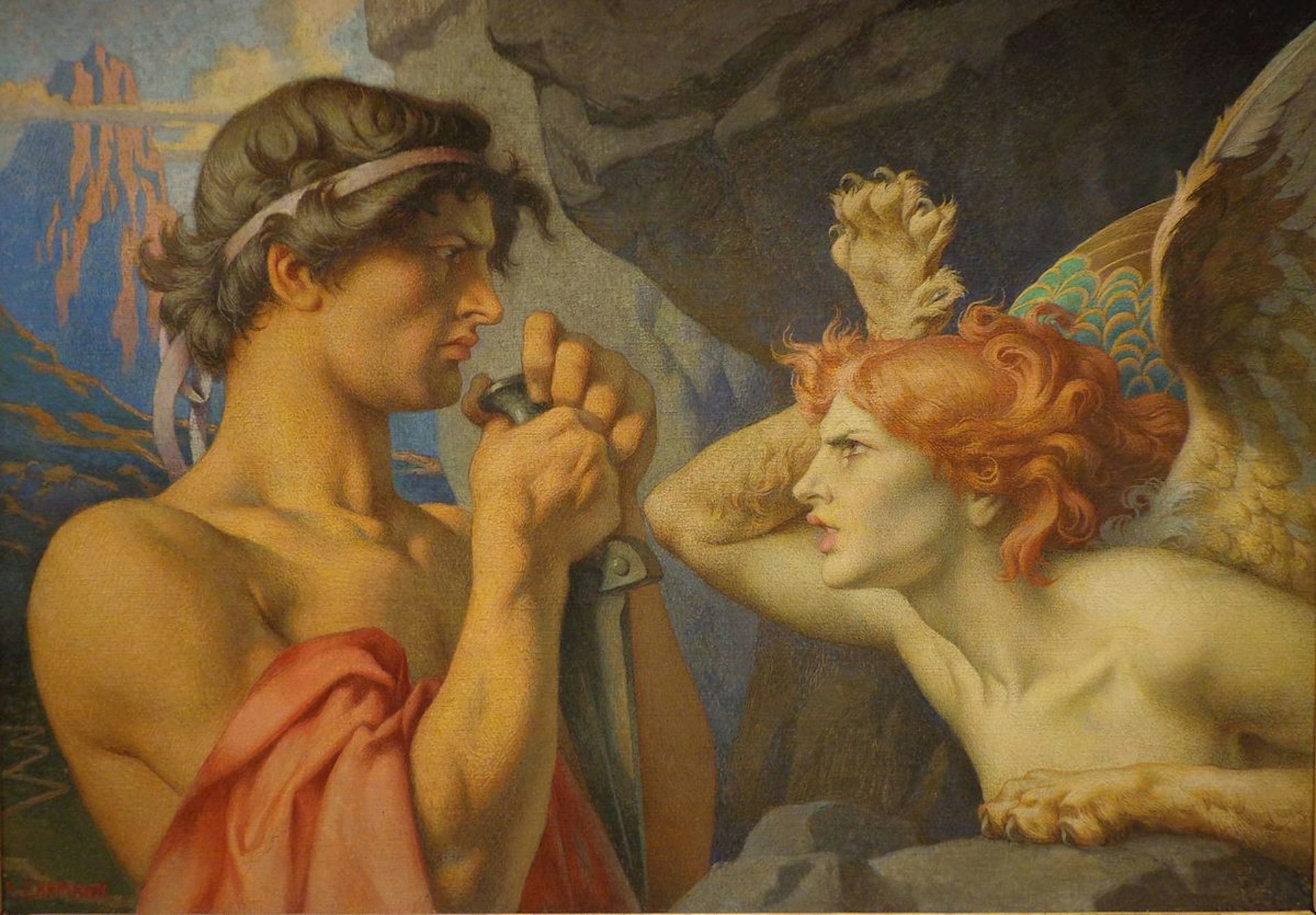 Oedipus and the Sphinx by François Émile Ehrmann 1903