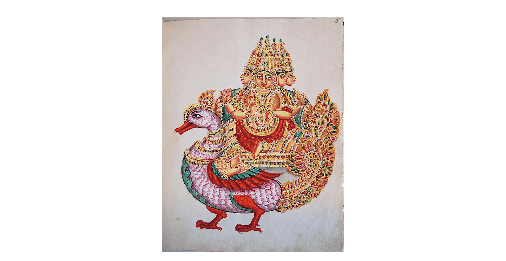 Gouache painting of Brahma - Tamil Nadu - 1830