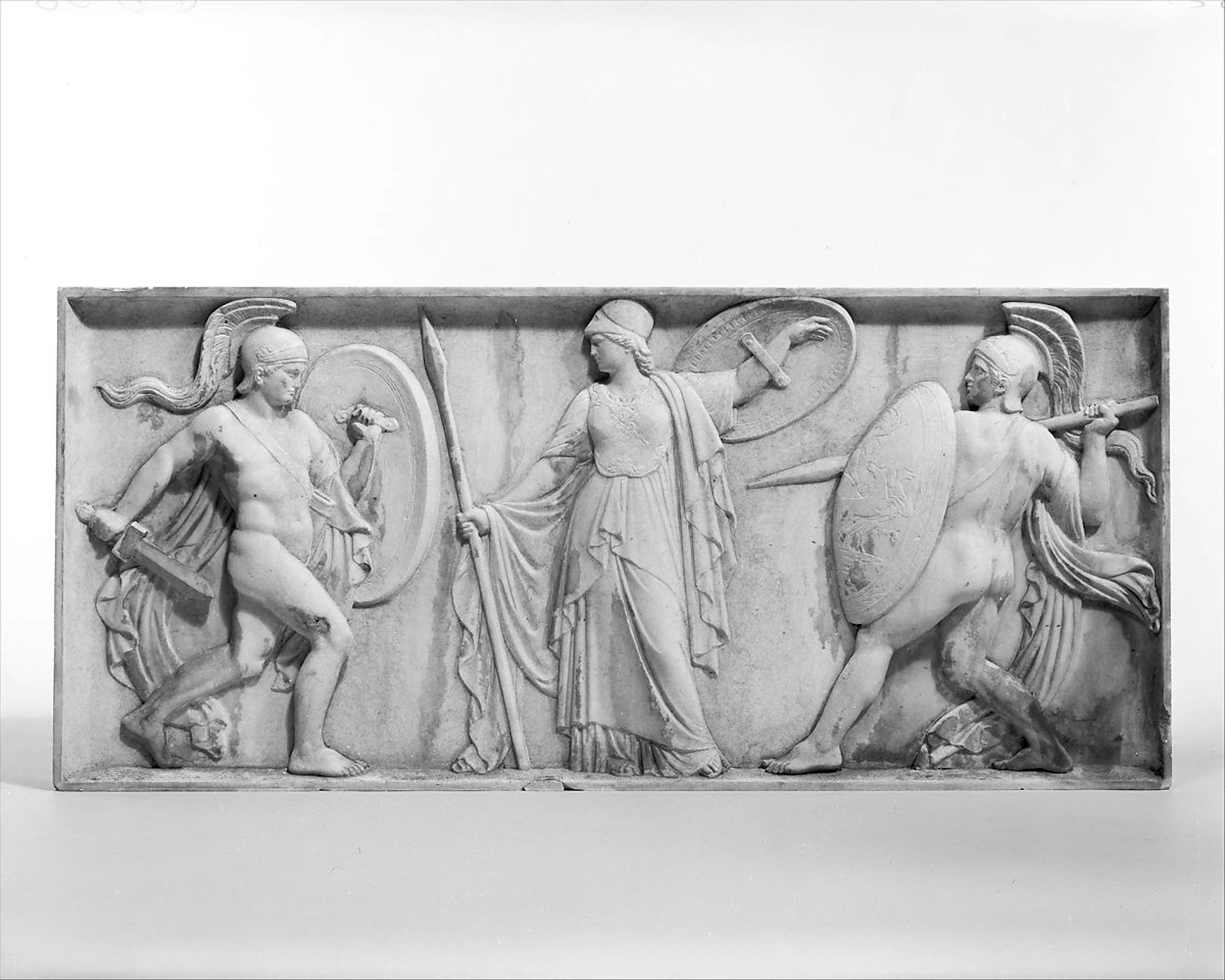 Marble decorative panel representing Achilles about to kill Hector by Giovanni Maria Benzoni
