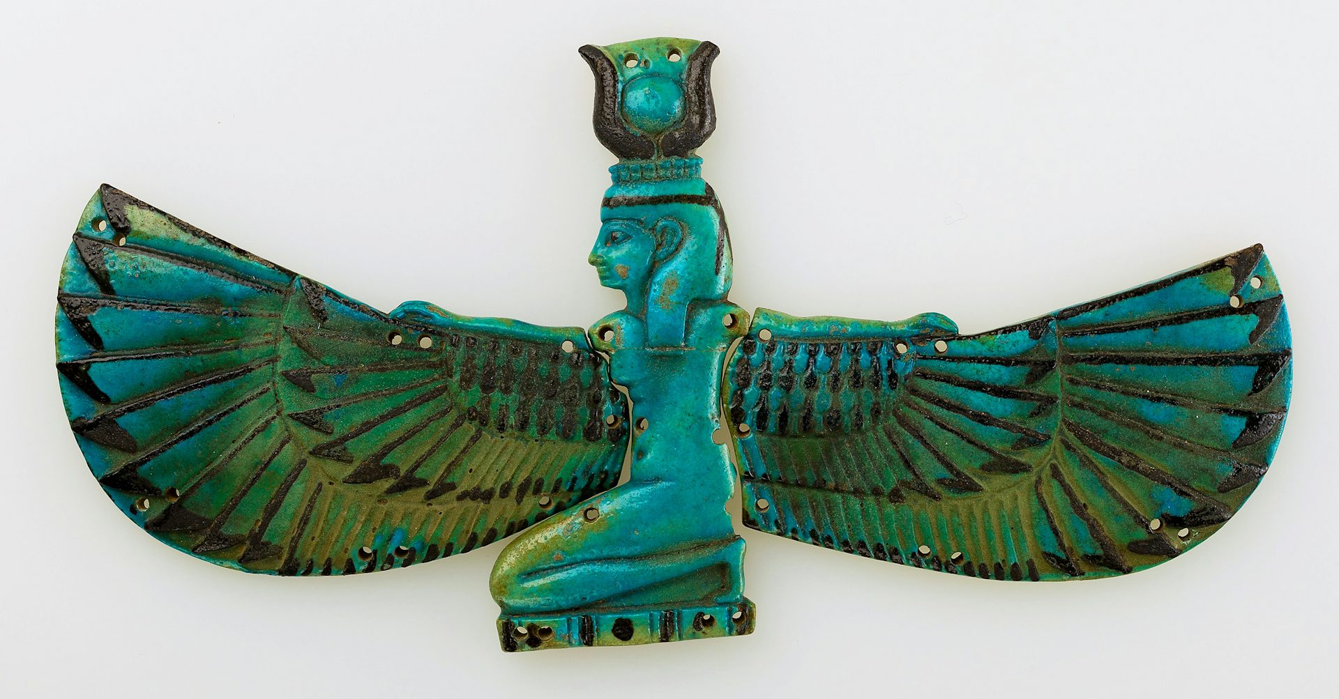 faience of winged Egyptian goddess