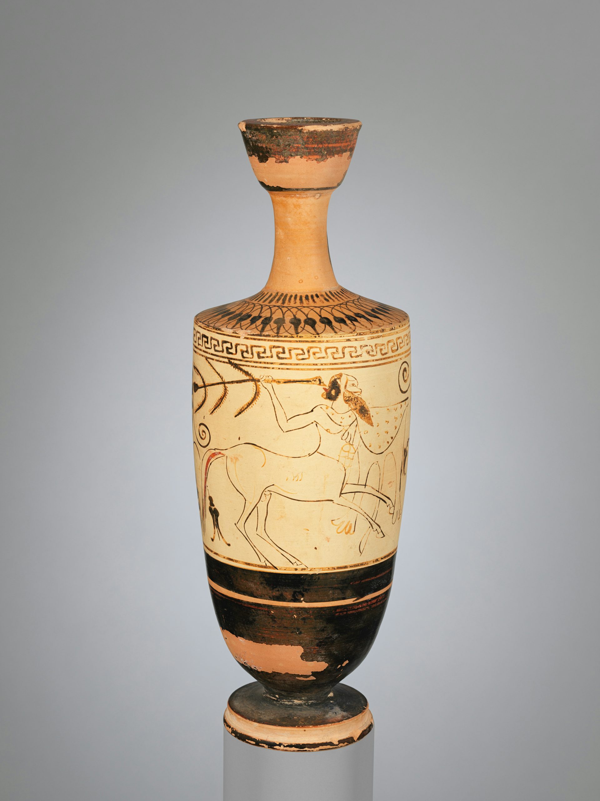 Centaur terracotta lekythos attributed to workshop of Diosophos Painter, late-5th Century BCE