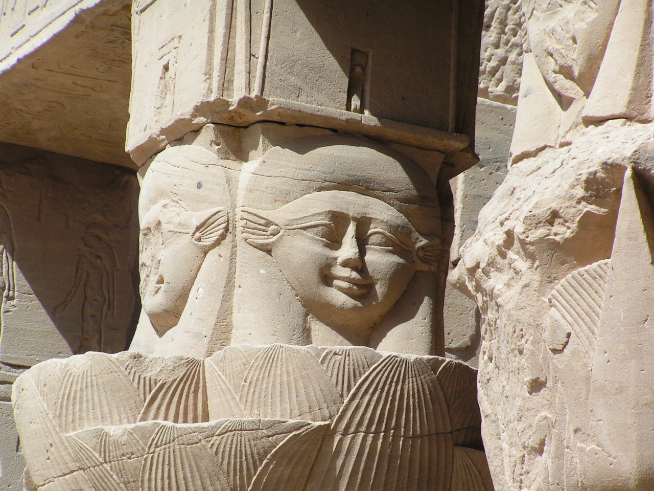 carving of Hathor at Philae Temple Complex