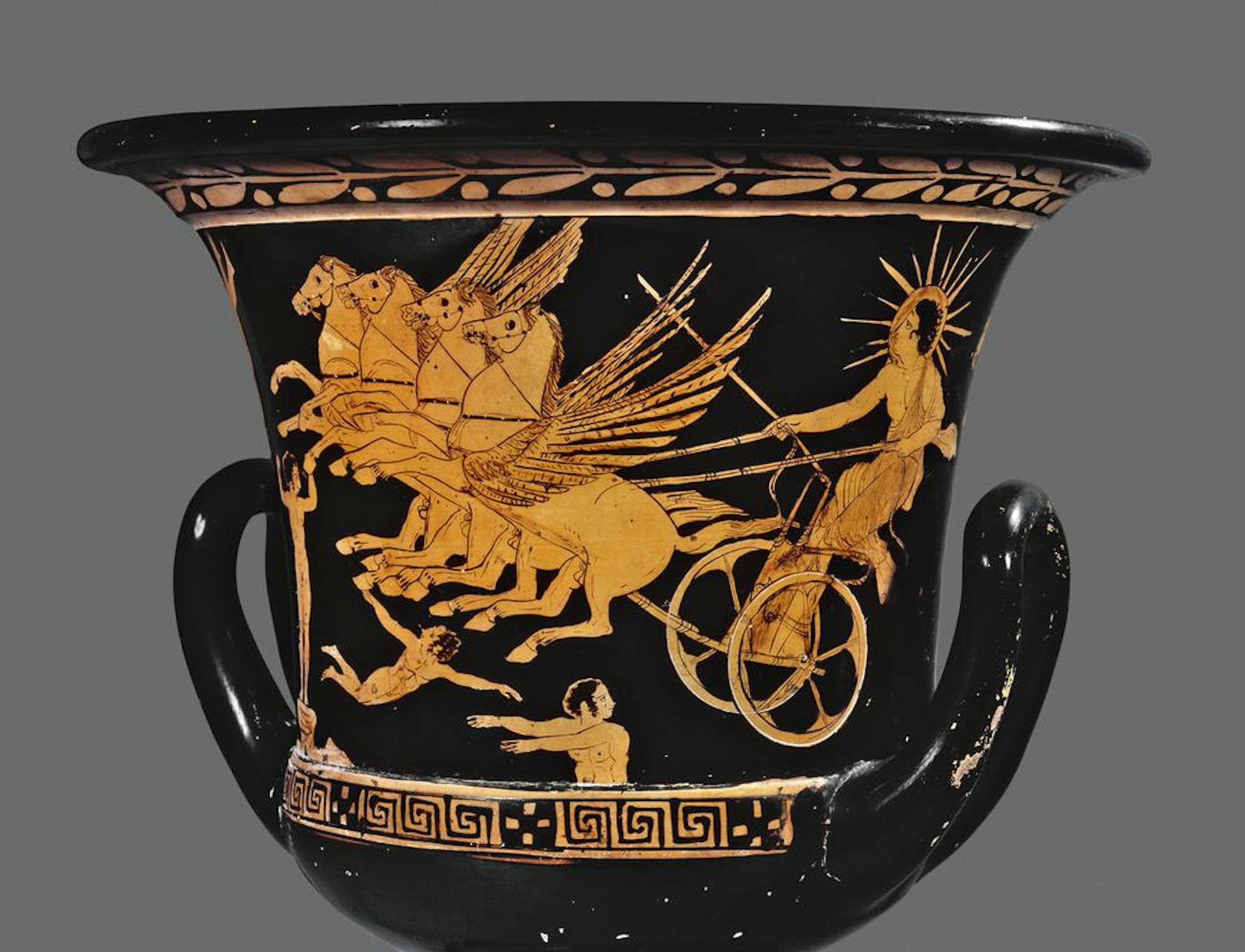 Vase painting of Helios riding his chariot out of ocean