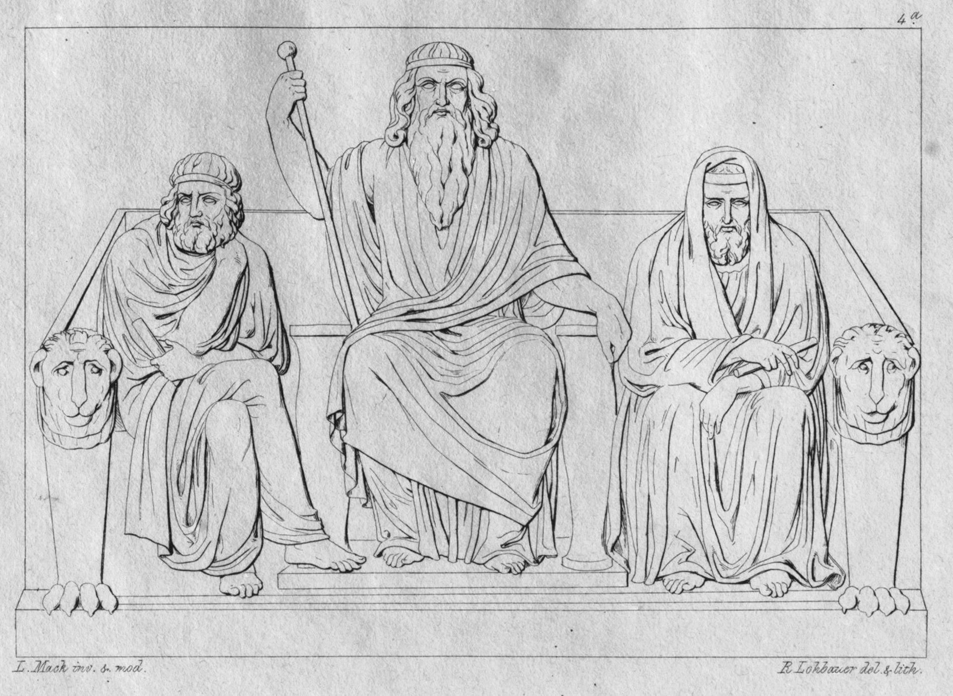 Illustration of the judges of the Underworld by Ludwig Mack