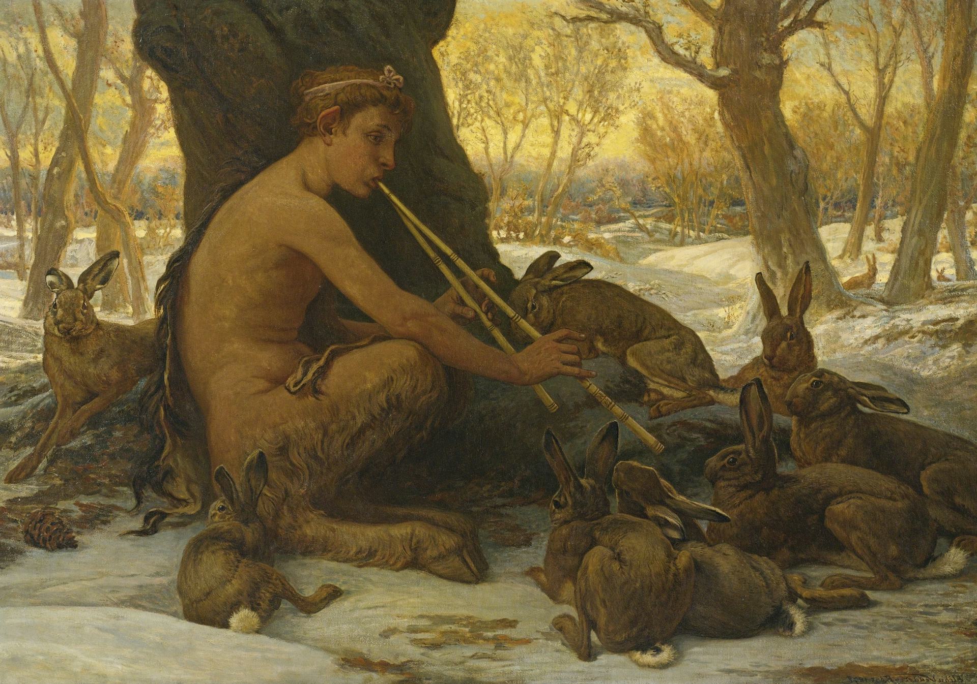 The Young Marsyas Charming the Hares by Elihu Vedder (1878)