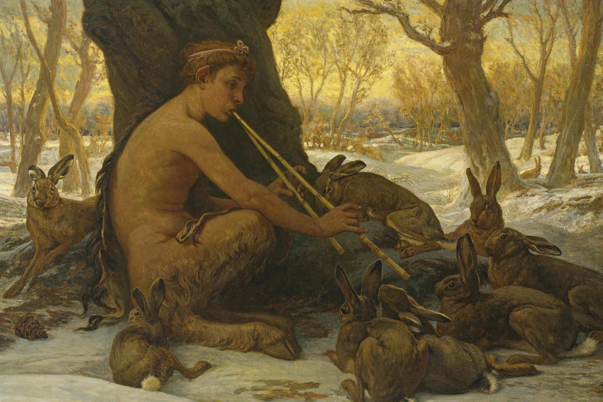 The Young Marsyas Charming the Hares by Elihu Vedder (1878)
